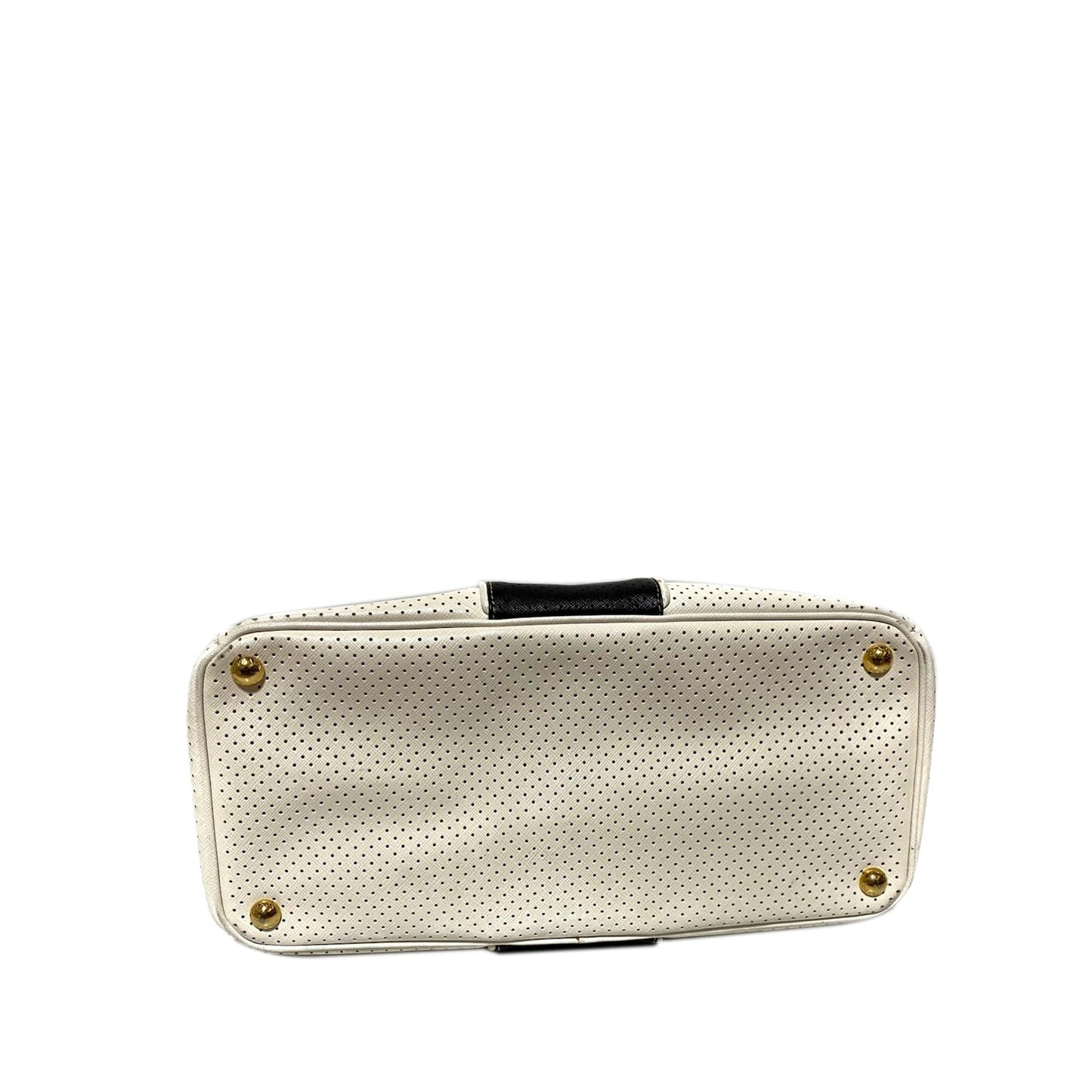 Prada Perforated Saffiano Fori Striped Handbag (SHG-37595)