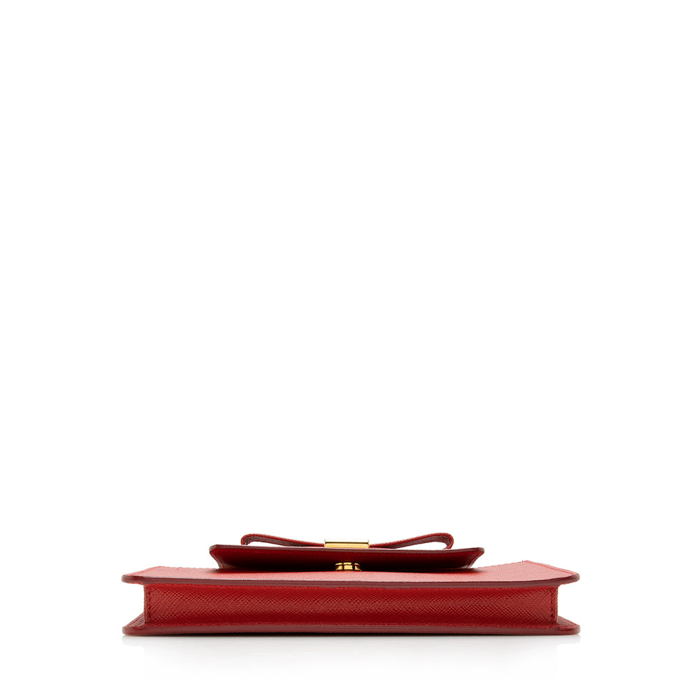 Prada Saffiano Bow Chain Phone Crossbody Bag (SHF-15337)