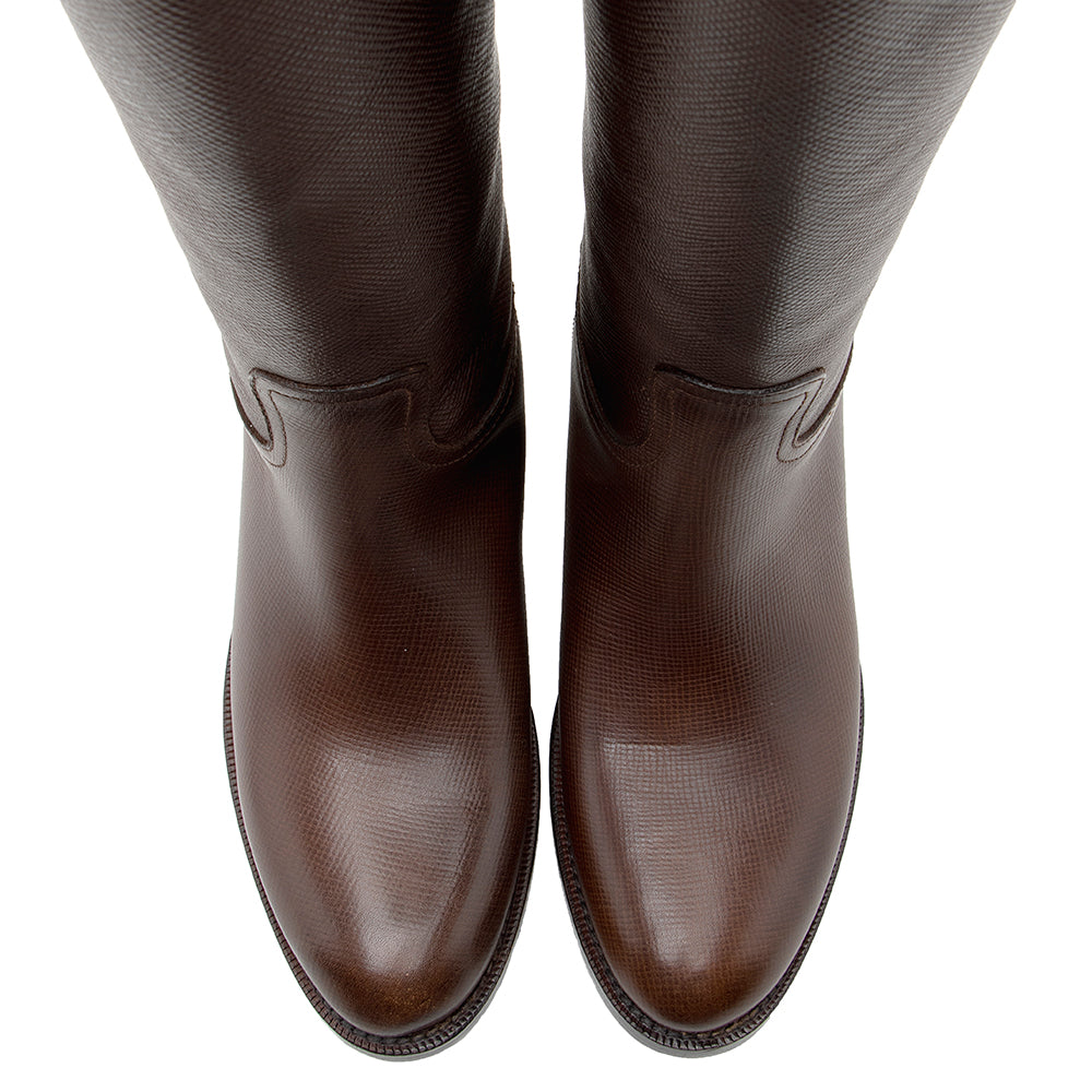 Prada Saffiano Leather Riding Boots - Size 6.5 / 36.5 (SHF-17297)