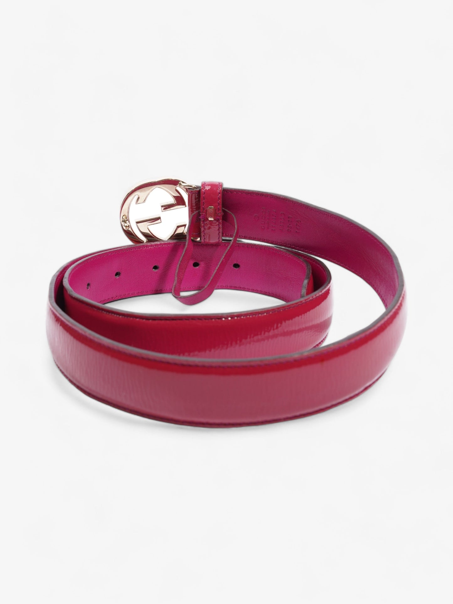 Gucci Interlocking G Belt Pink Patent Leather 95cm 38mm