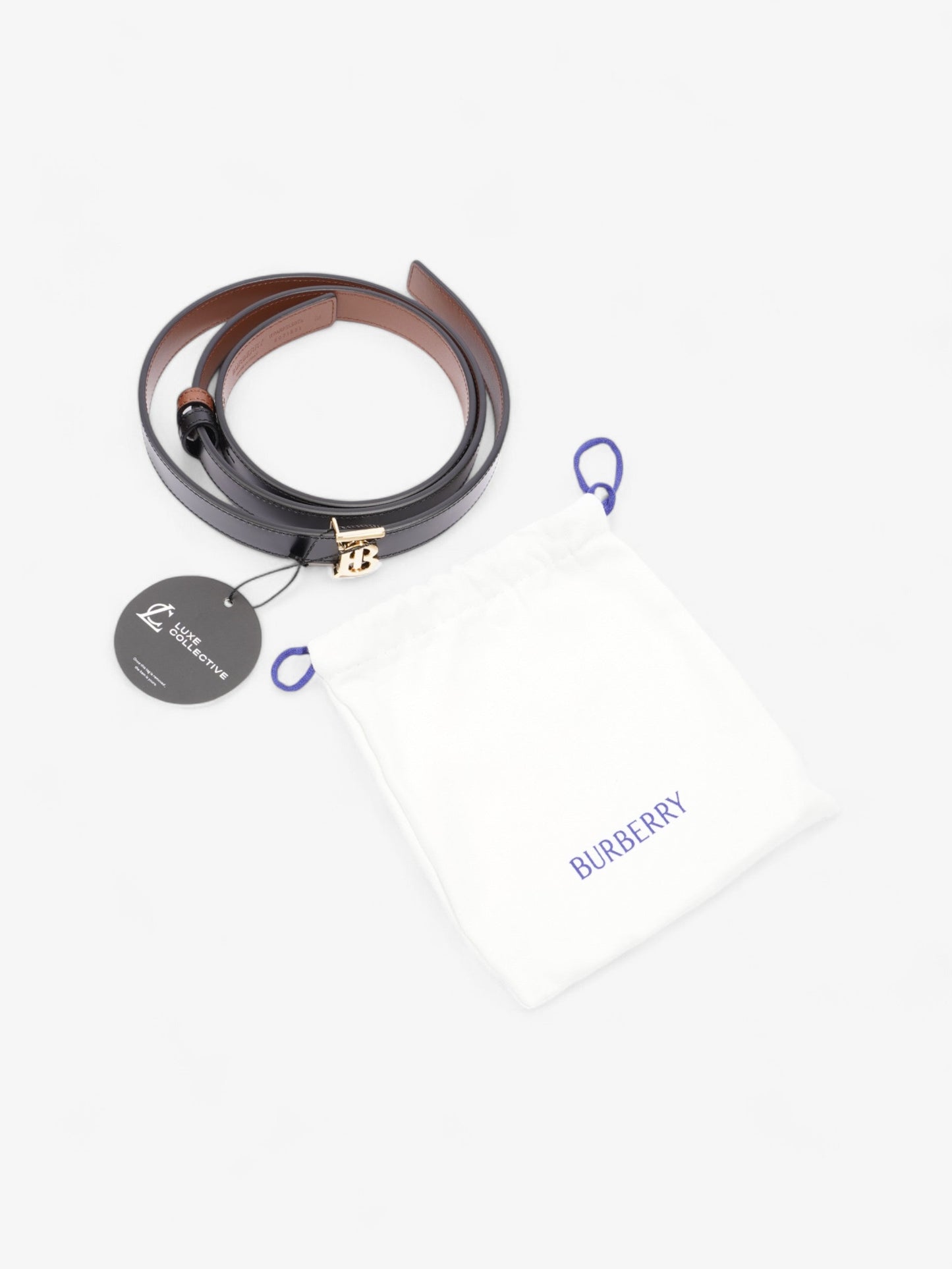 Burberry TB Reversible Belt Black / Brown / Gold Leather Medium - 123cm