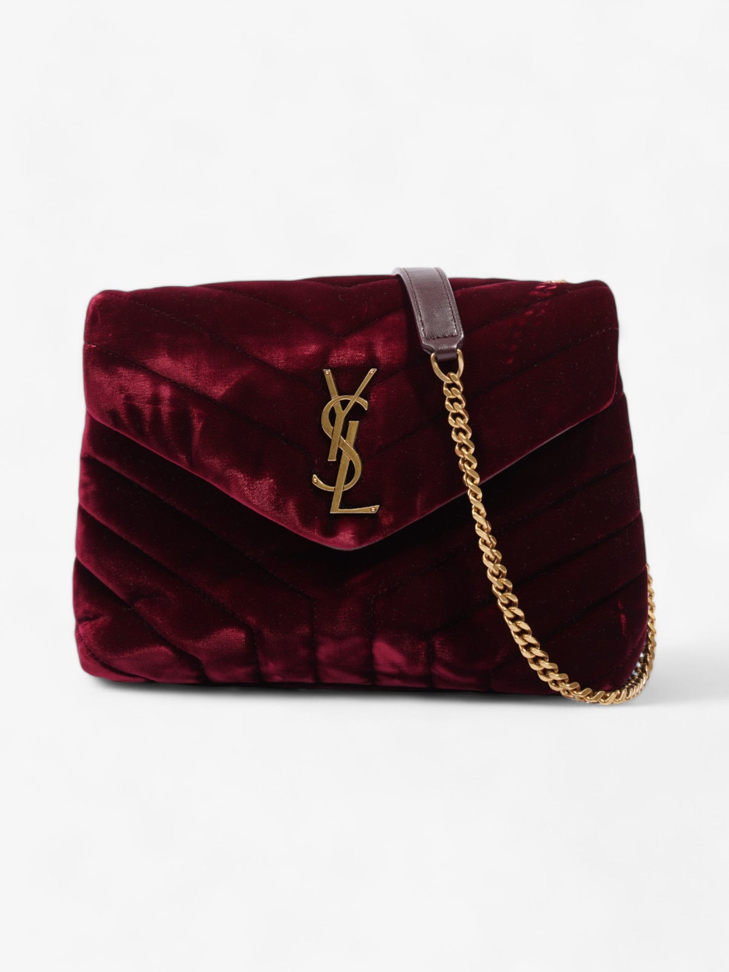 Saint Laurent Lou Lou Burgundy Velvet Small