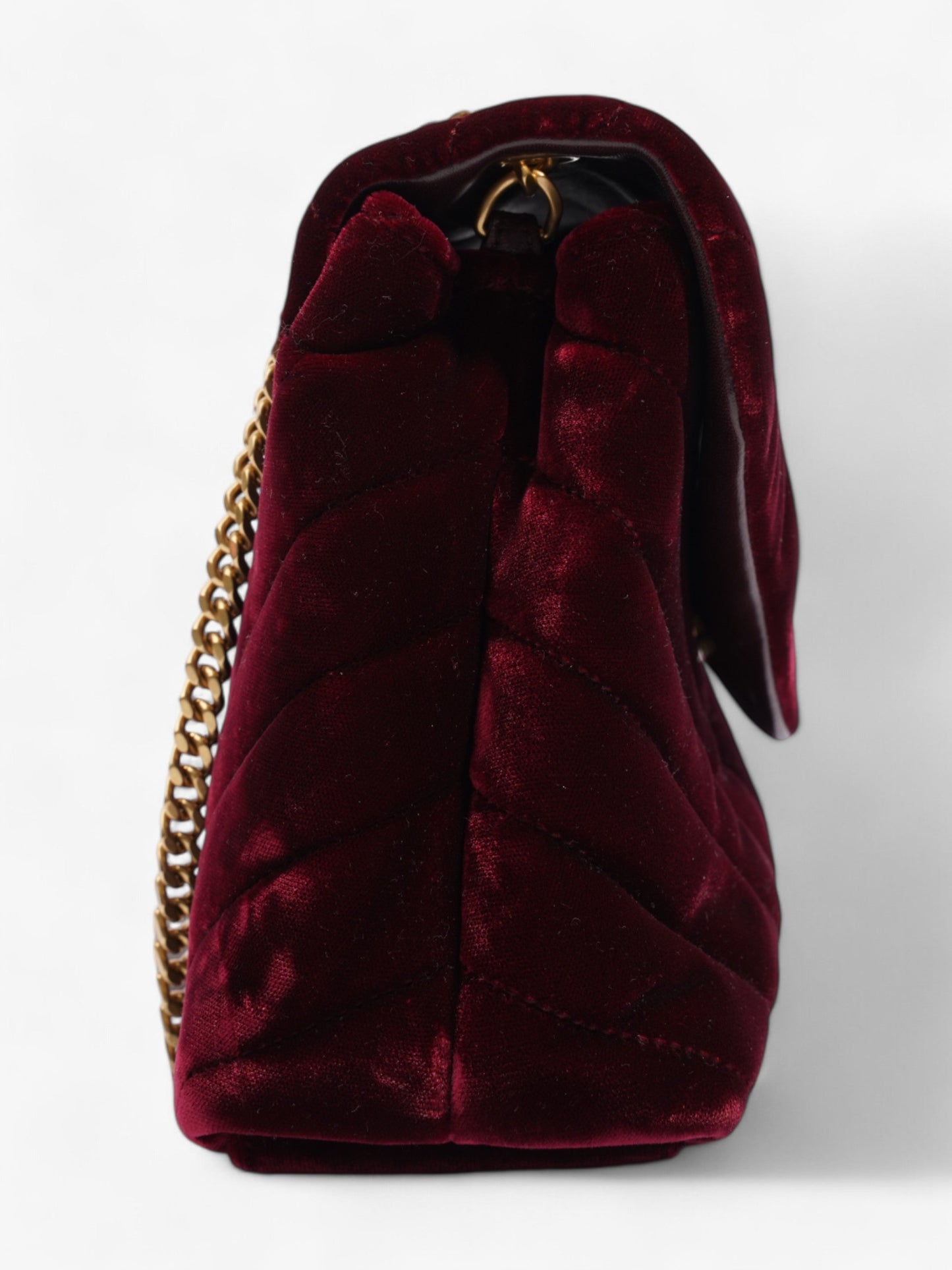 Saint Laurent Lou Lou Burgundy Velvet Small