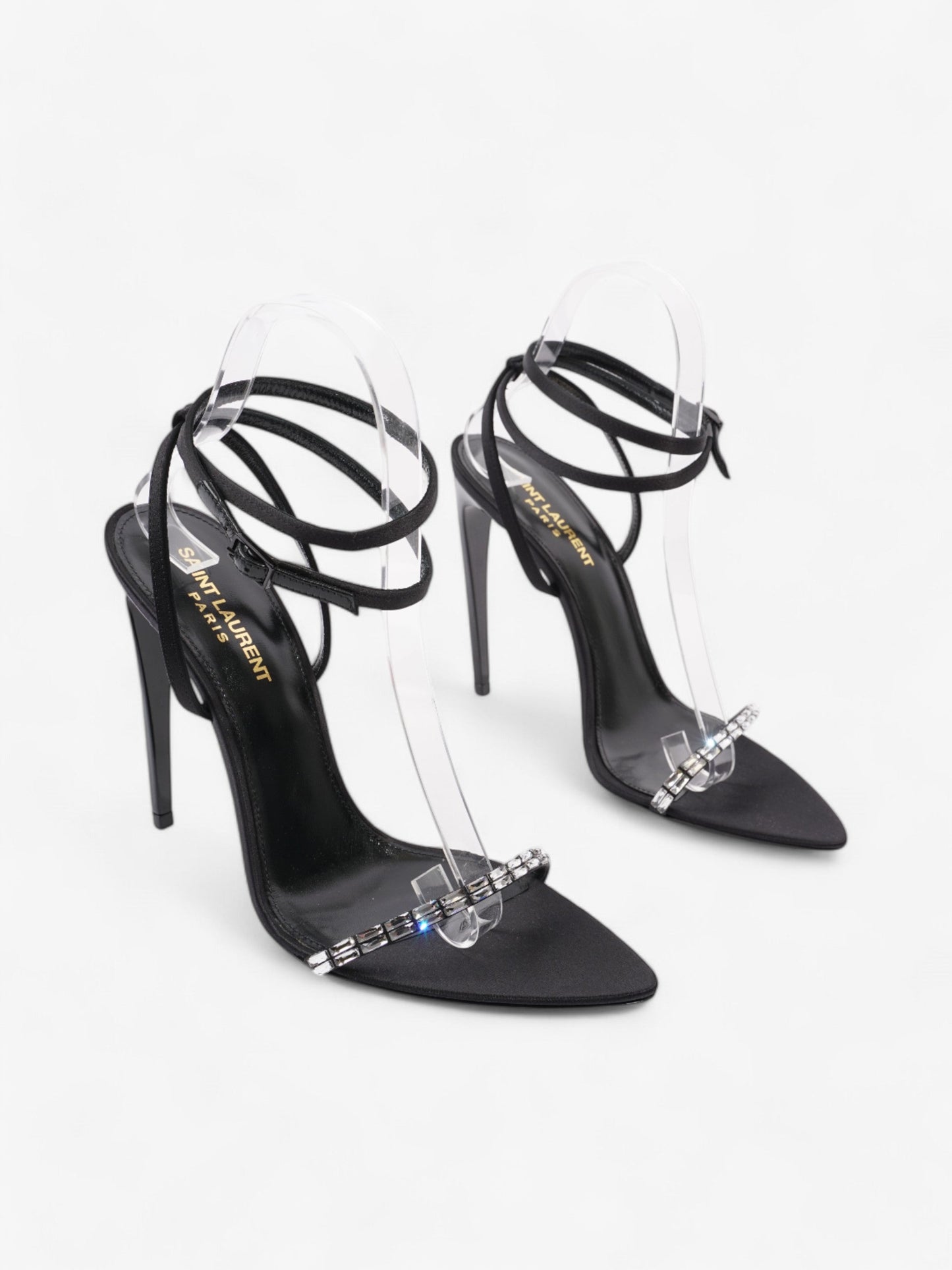 Saint Laurent Gloria  110 Black Satin EU 38.5 UK 5.5