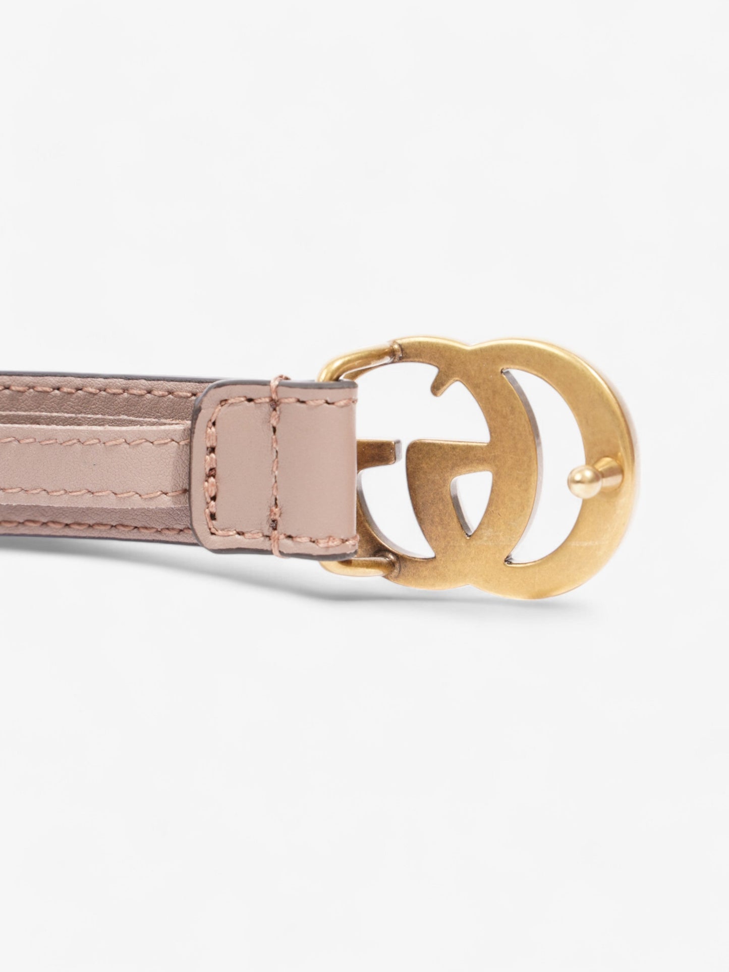 Gucci GG Marmont Thin Belt Rose Beige / Gold Leather 100cm / 40"