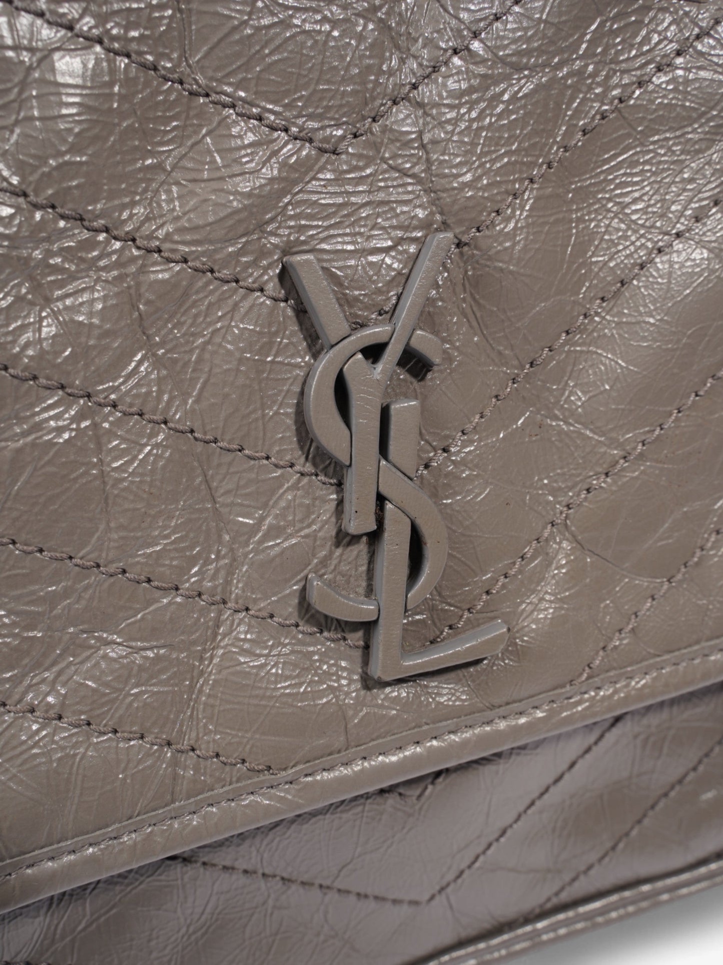 Saint Laurent Niki Grey Calfskin Leather Medium