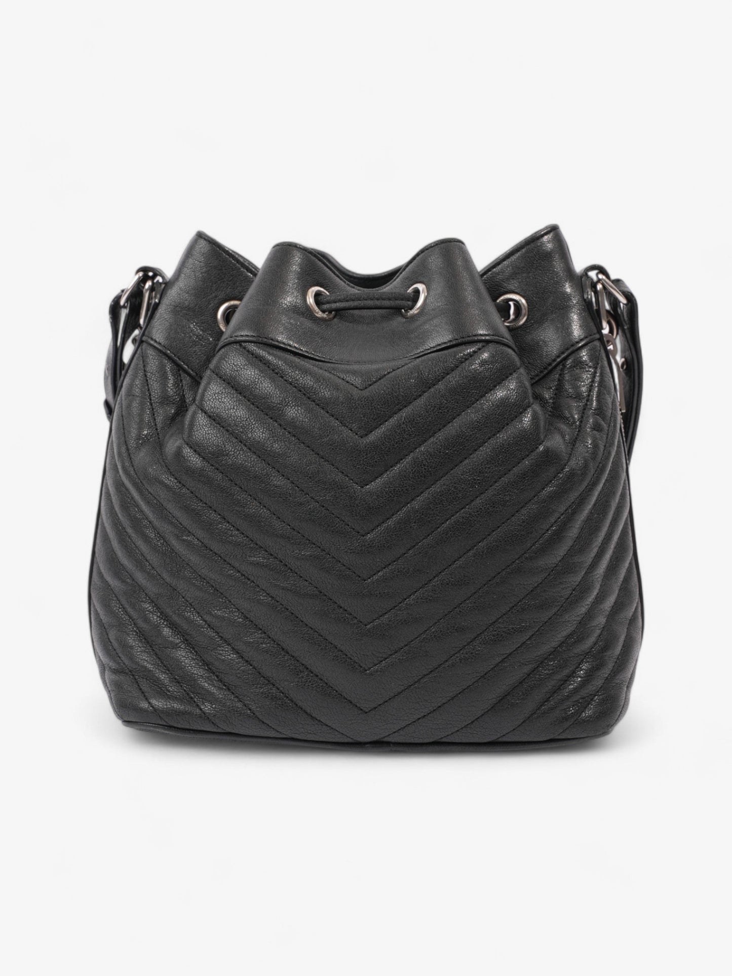 Saint Laurent Emmanuelle Bucket Bag Black Calfskin Leather Medium