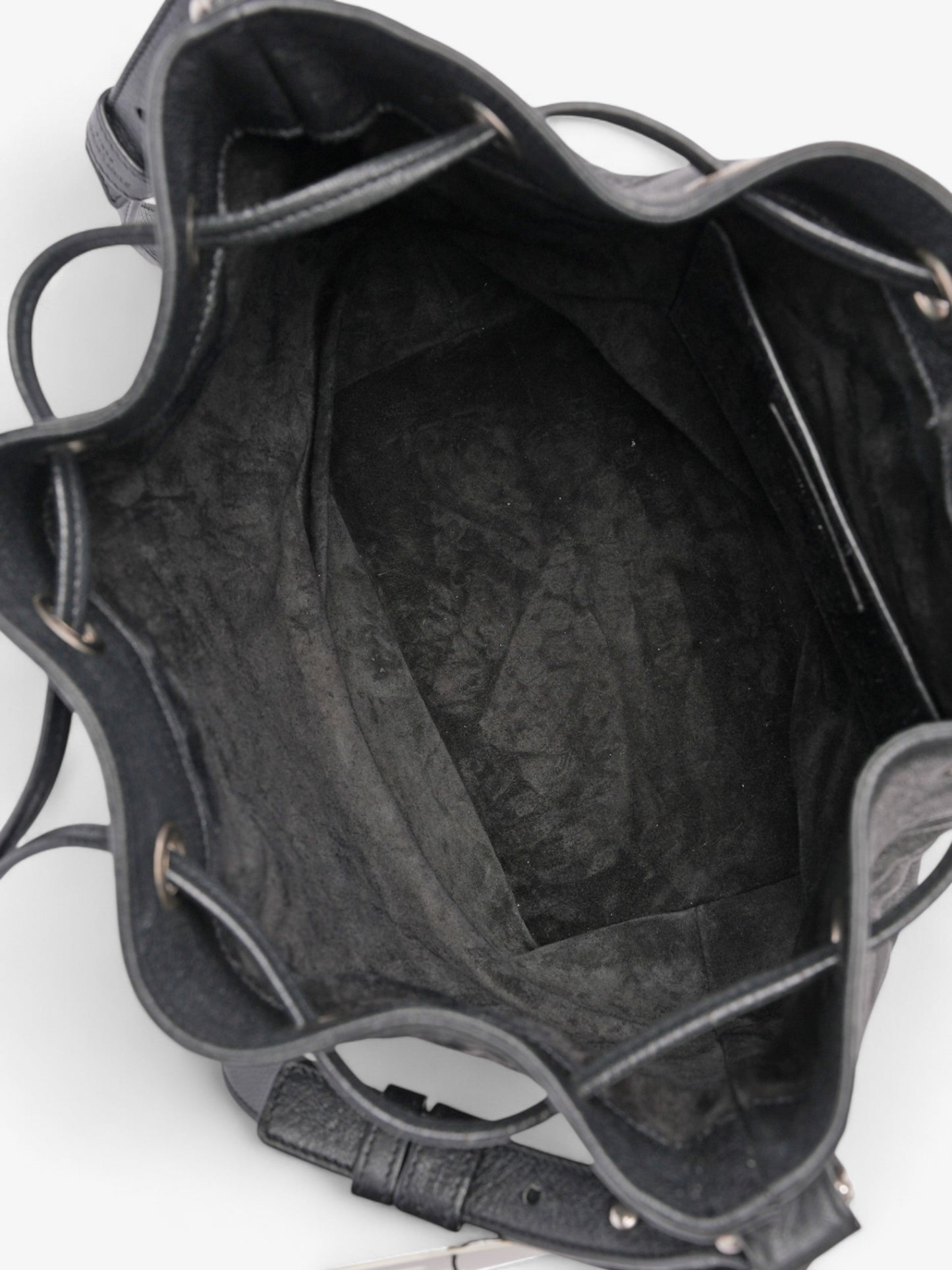 Saint Laurent Emmanuelle Bucket Bag Black Calfskin Leather Medium