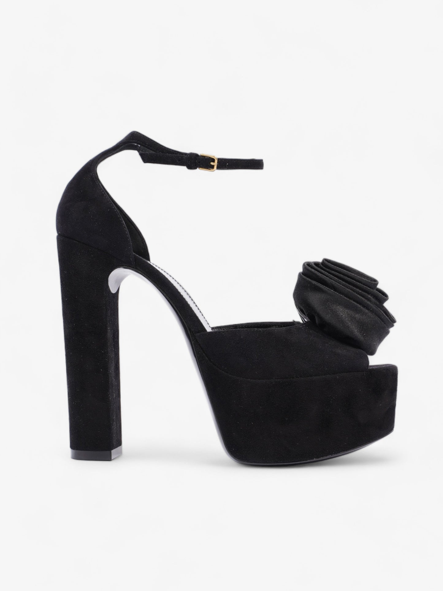Saint Laurent Platform Sandal 130 Black Velvet EU 38 UK 5