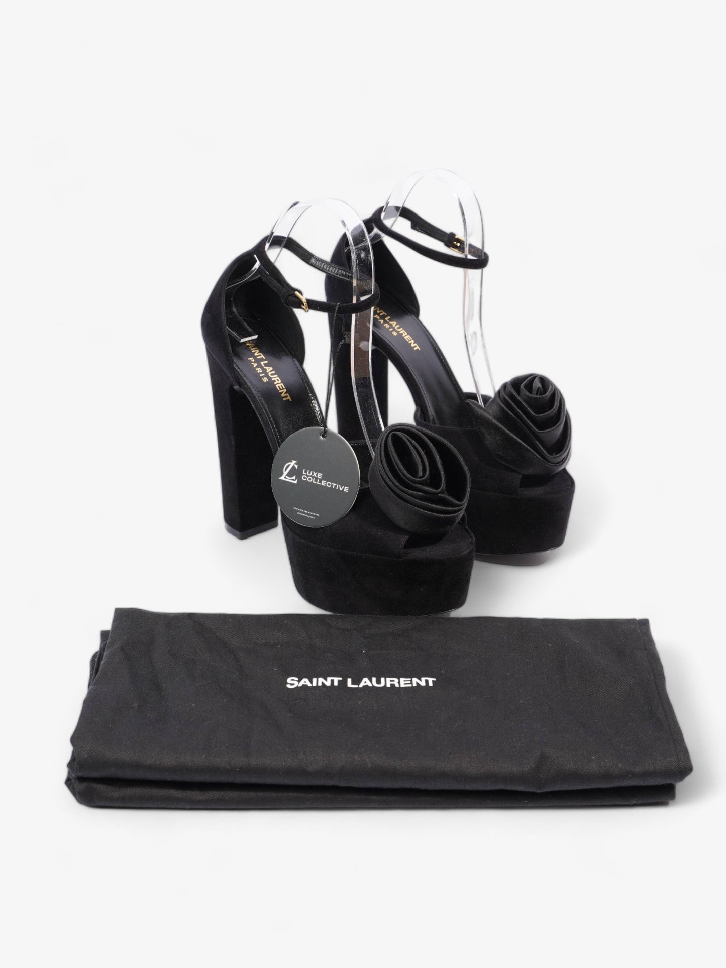 Saint Laurent Platform Sandal 130 Black Velvet EU 38 UK 5