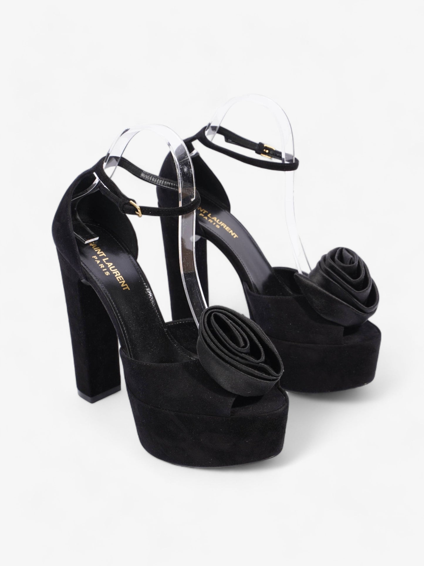 Saint Laurent Platform Sandal 130 Black Velvet EU 38 UK 5