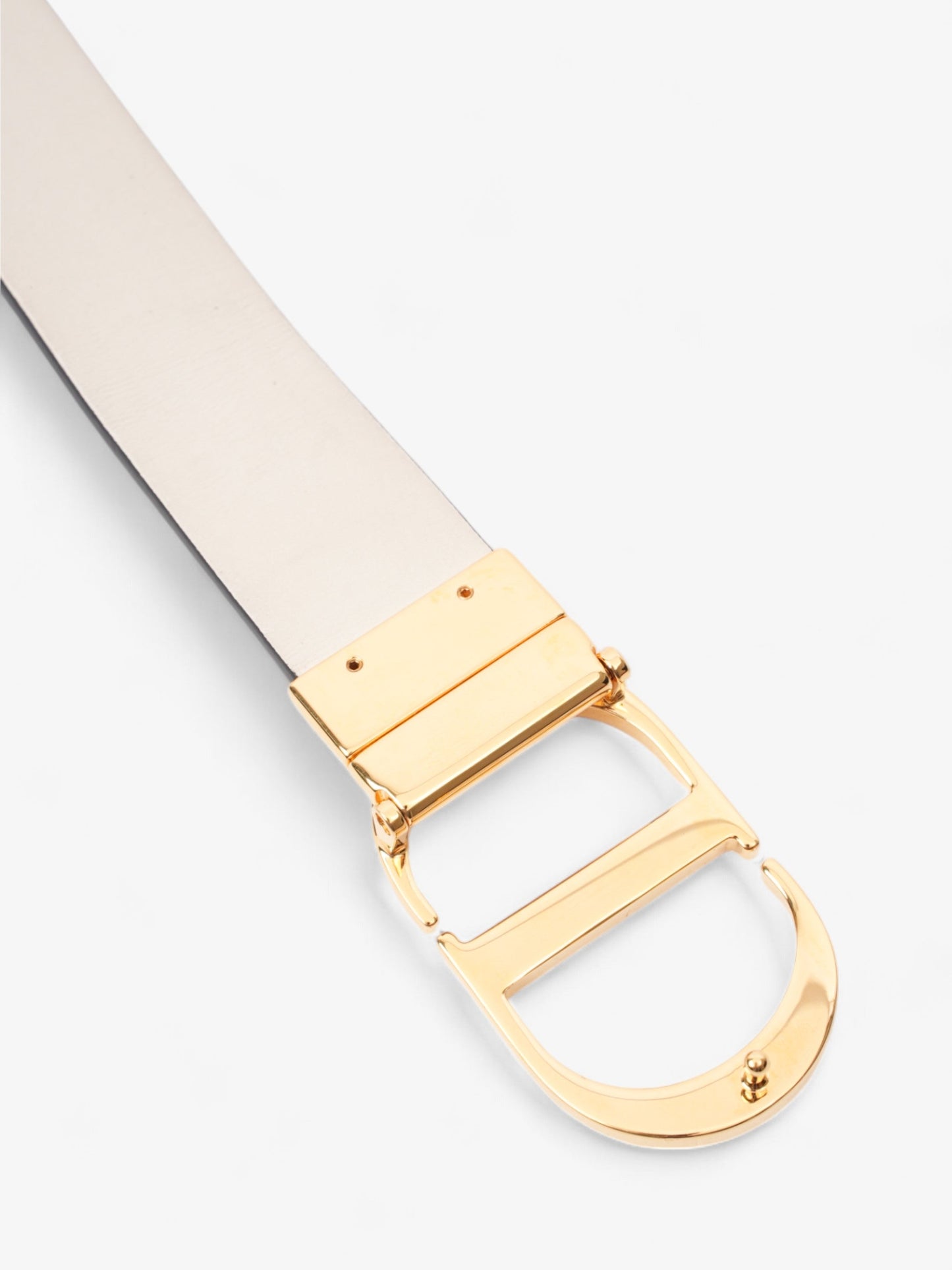 Christian Dior 30 Montaigne Reversible Belt White / Black / Gold Leather 106cm