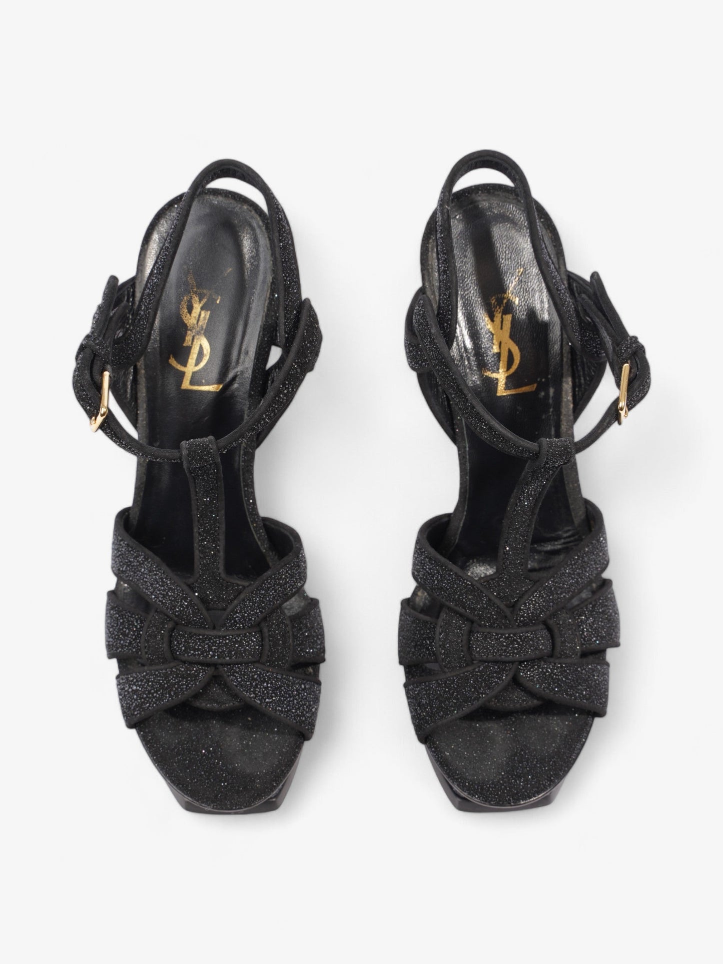 Saint Laurent Tribute Platform Heels 110mm Black Glitter EU 37.5 UK 4.5