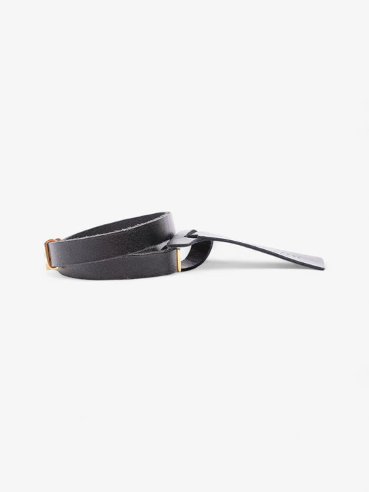 Saint Laurent Cassandre Double Wrap Bracelet Black / Gold Calfskin Leather