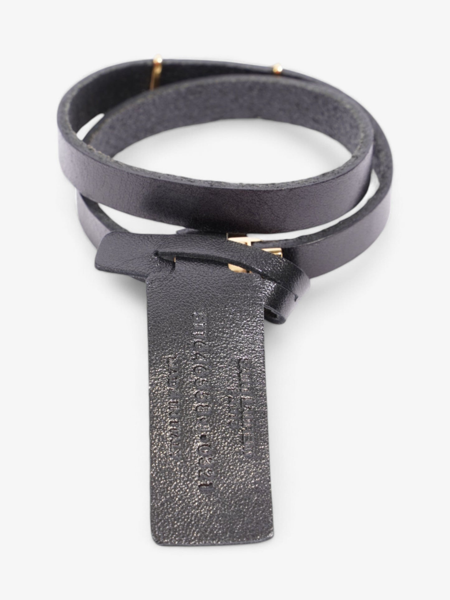 Saint Laurent Cassandre Double Wrap Bracelet Black / Gold Calfskin Leather