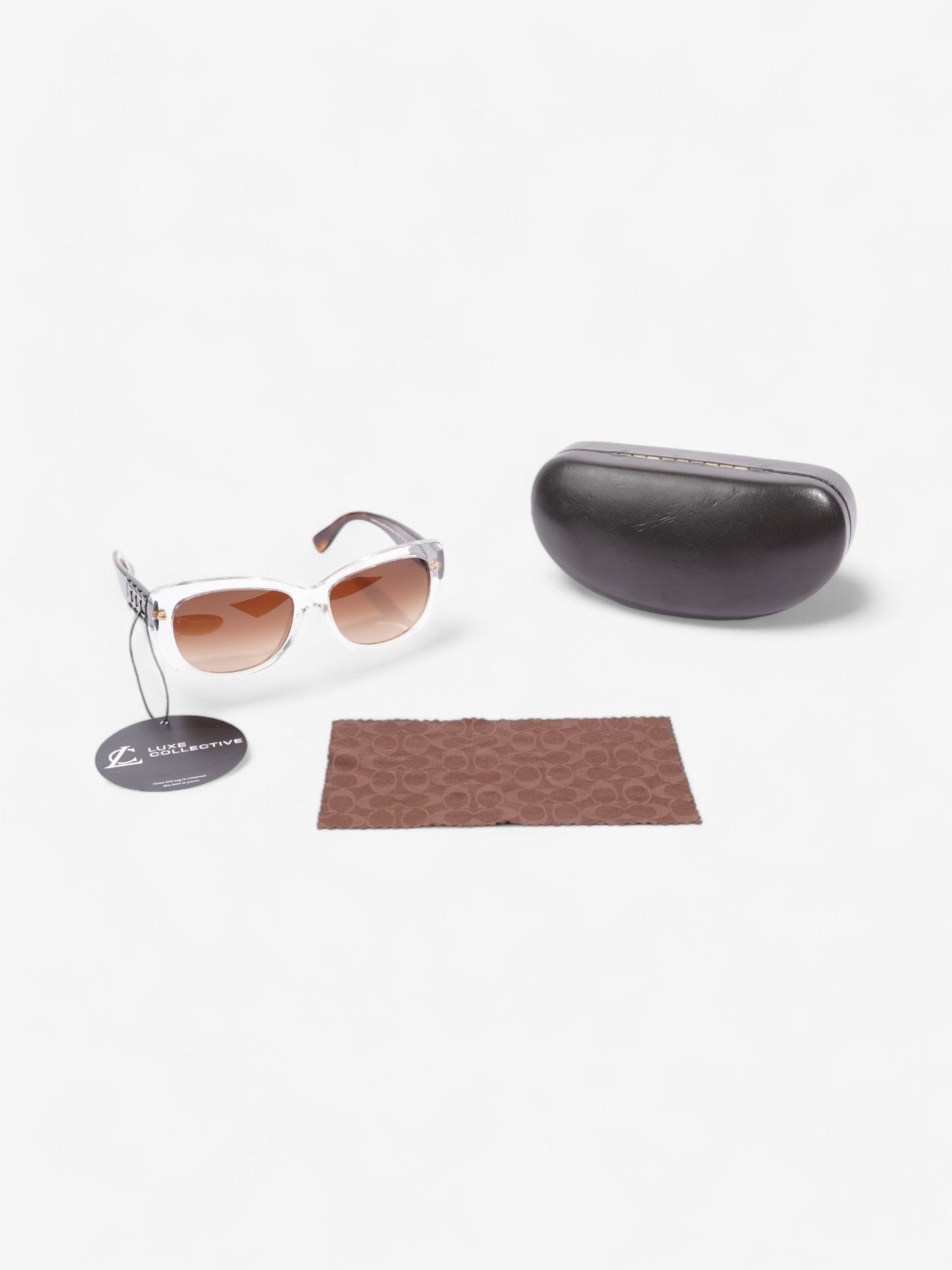 Coach Clear Frame Sunglasses Crystal / Dark Tortoise Acetate 135mm
