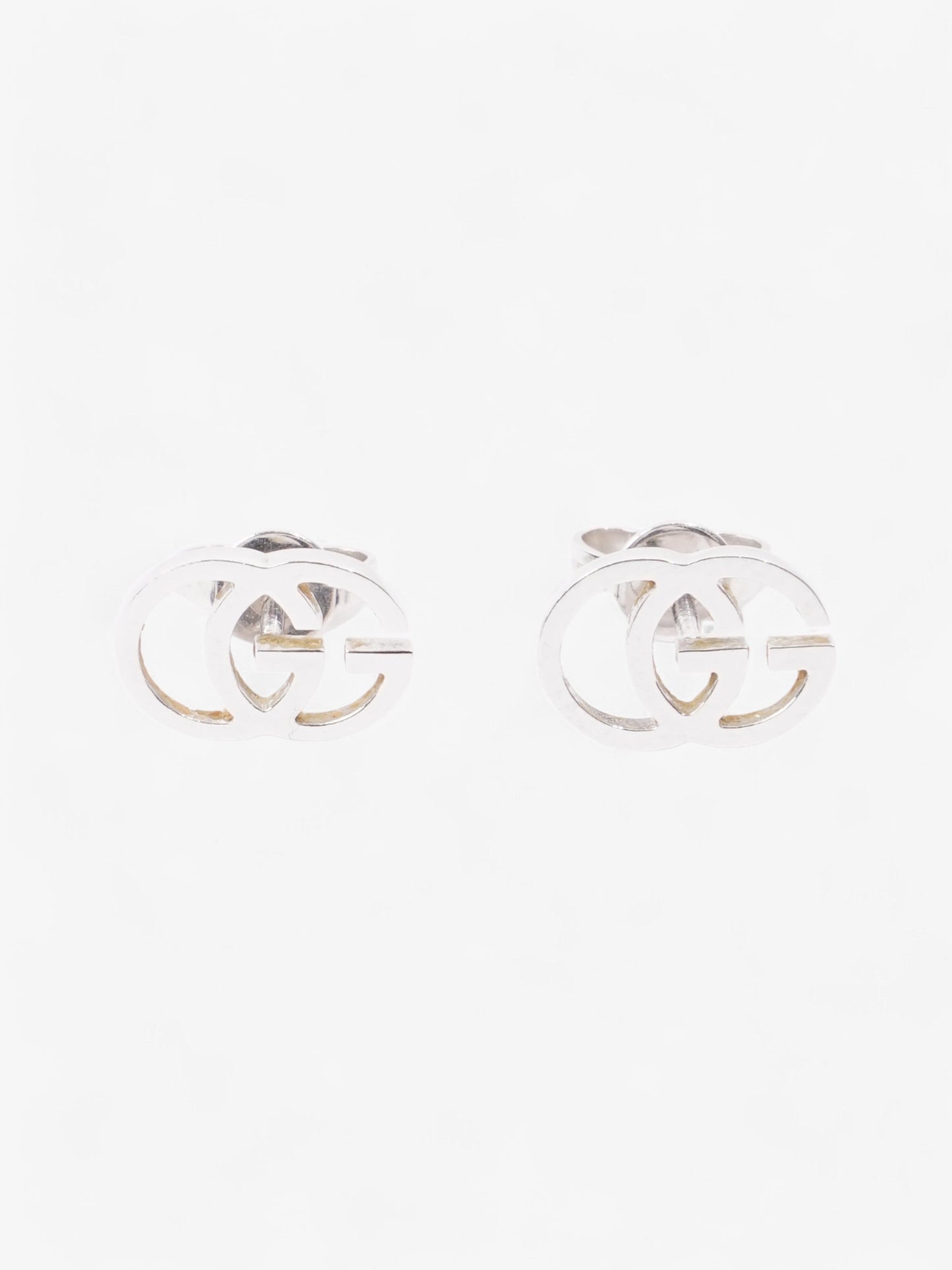 Gucci GG Marmont Stud Earrings White White Gold