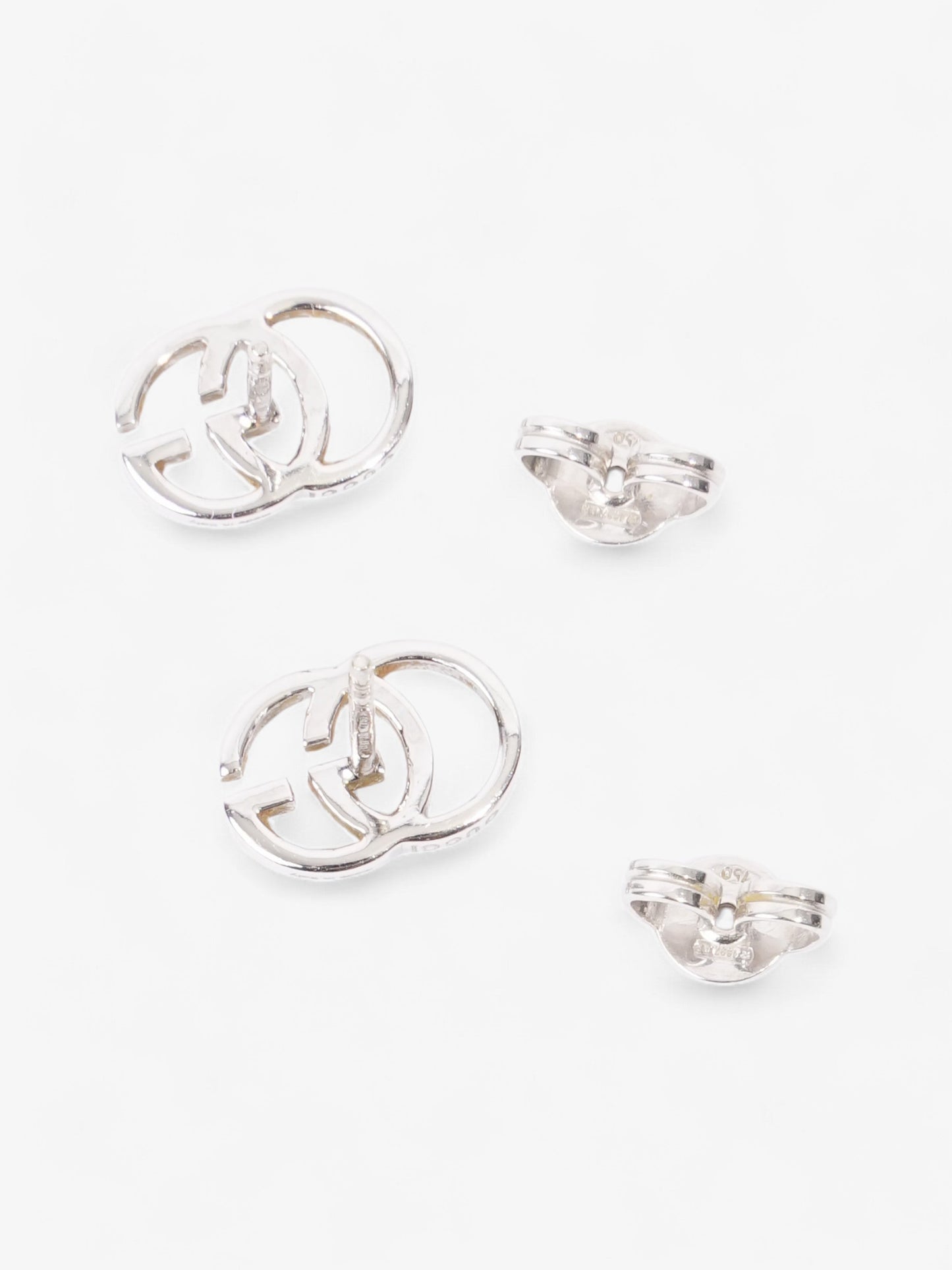 Gucci GG Marmont Stud Earrings White White Gold