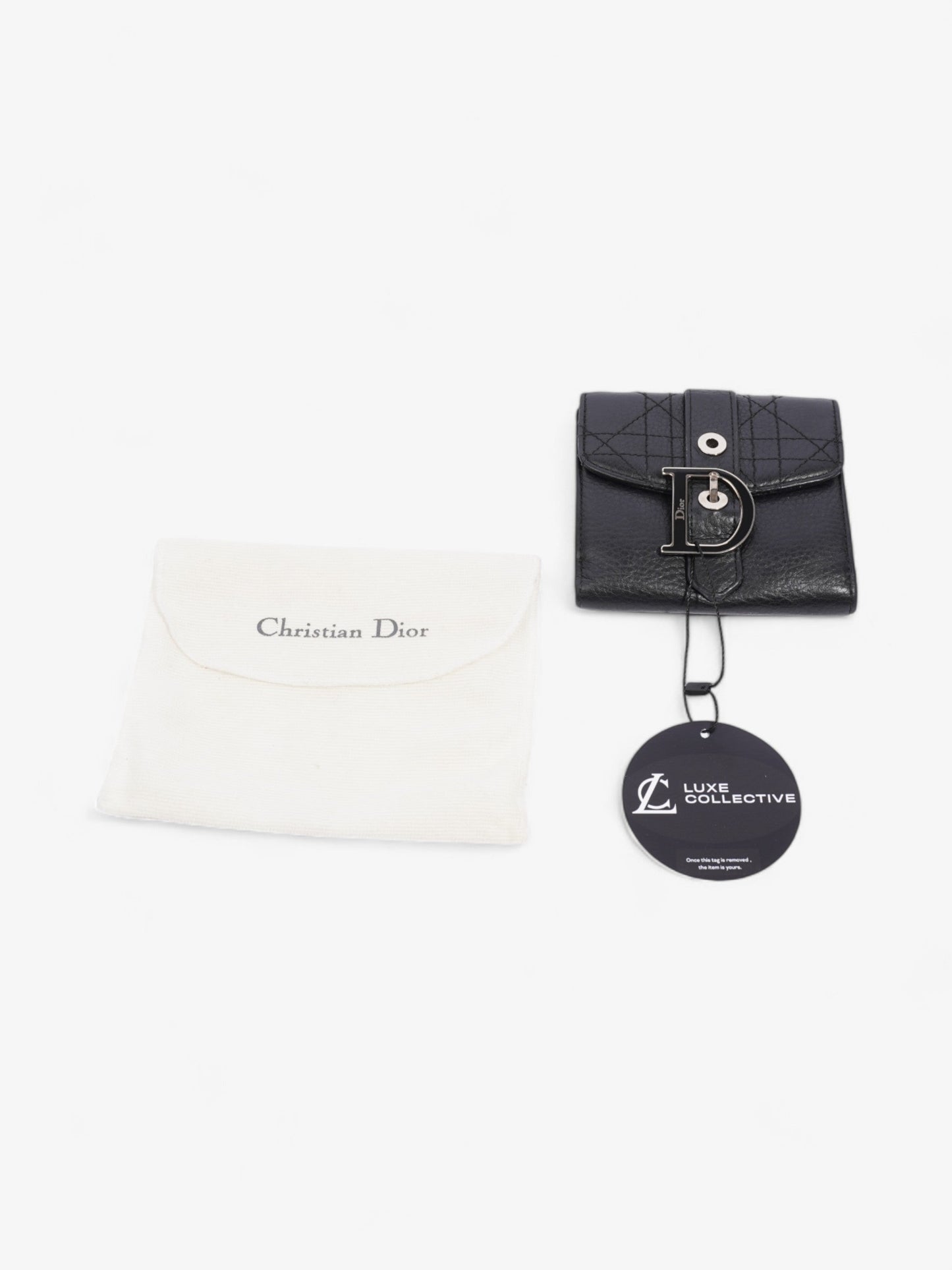 Christian Dior D Charm Purse Black Leather