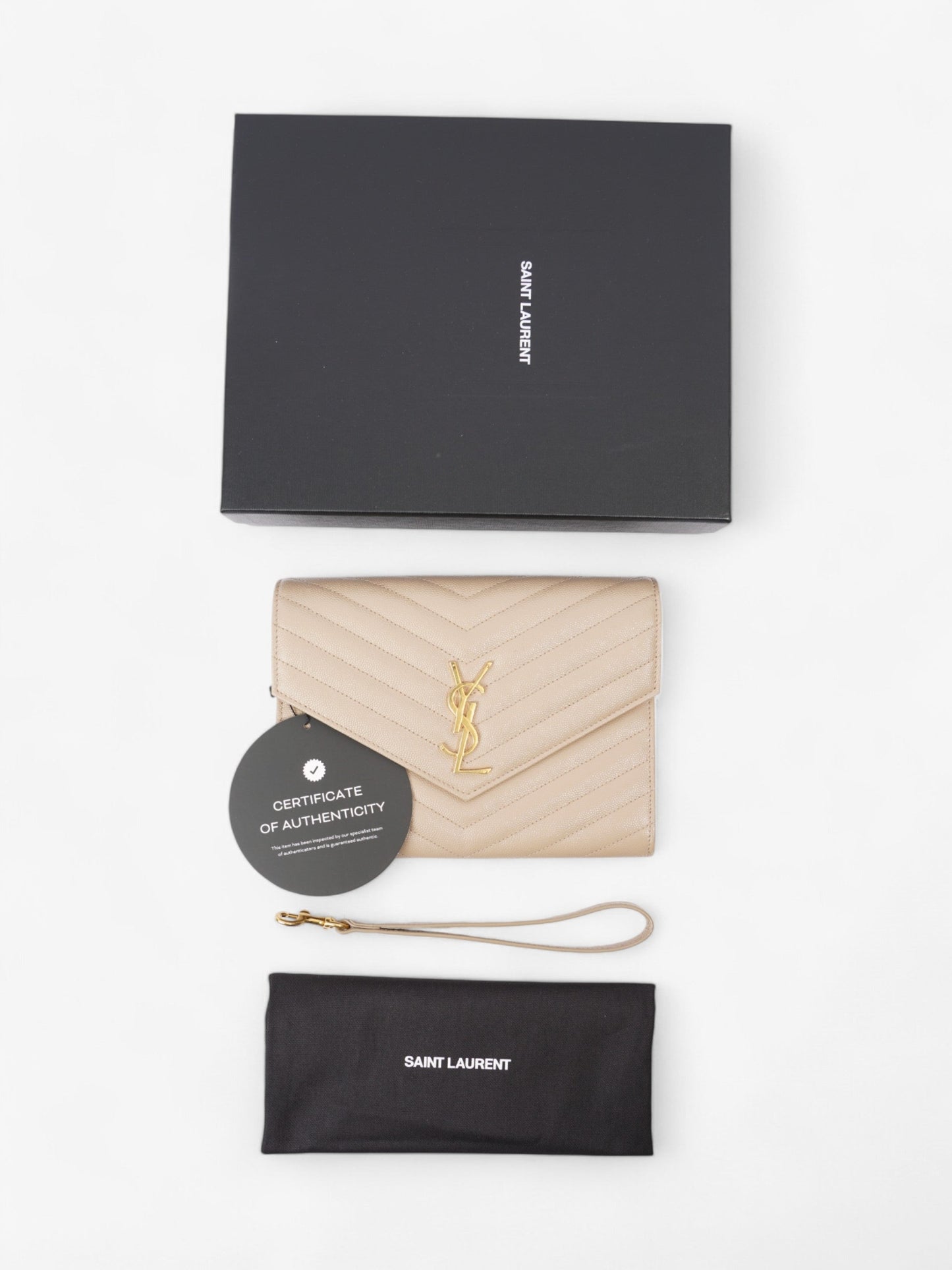 Saint Laurent Cassandre Flap Beige Matelasse Leather