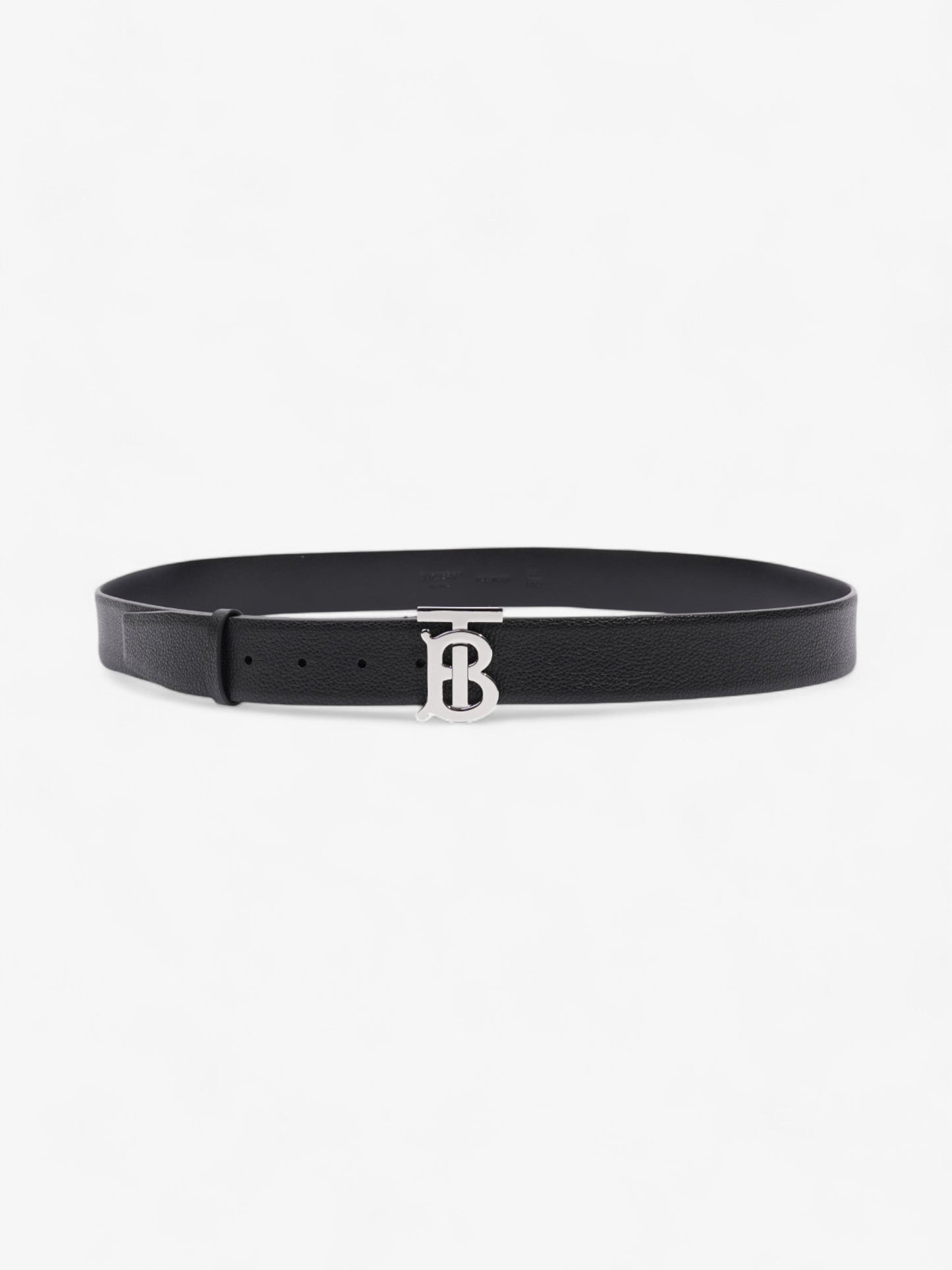 Burberry Monogram TB Belt Black / Silver Leather 110cm / 44"