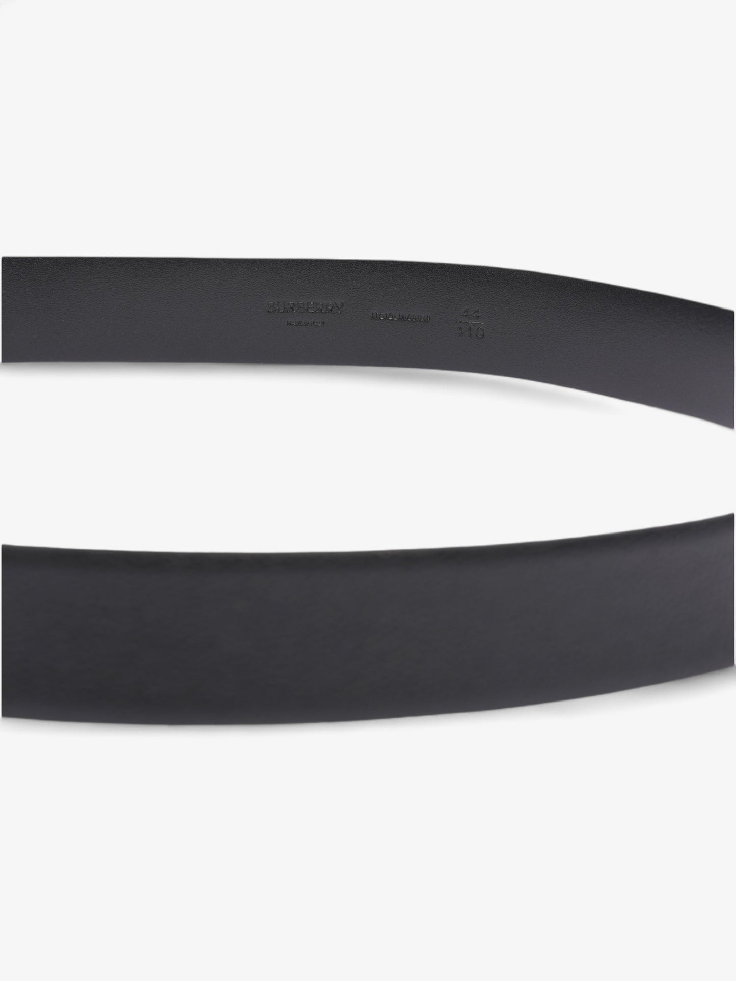 Burberry Monogram TB Belt Black / Silver Leather 110cm / 44"