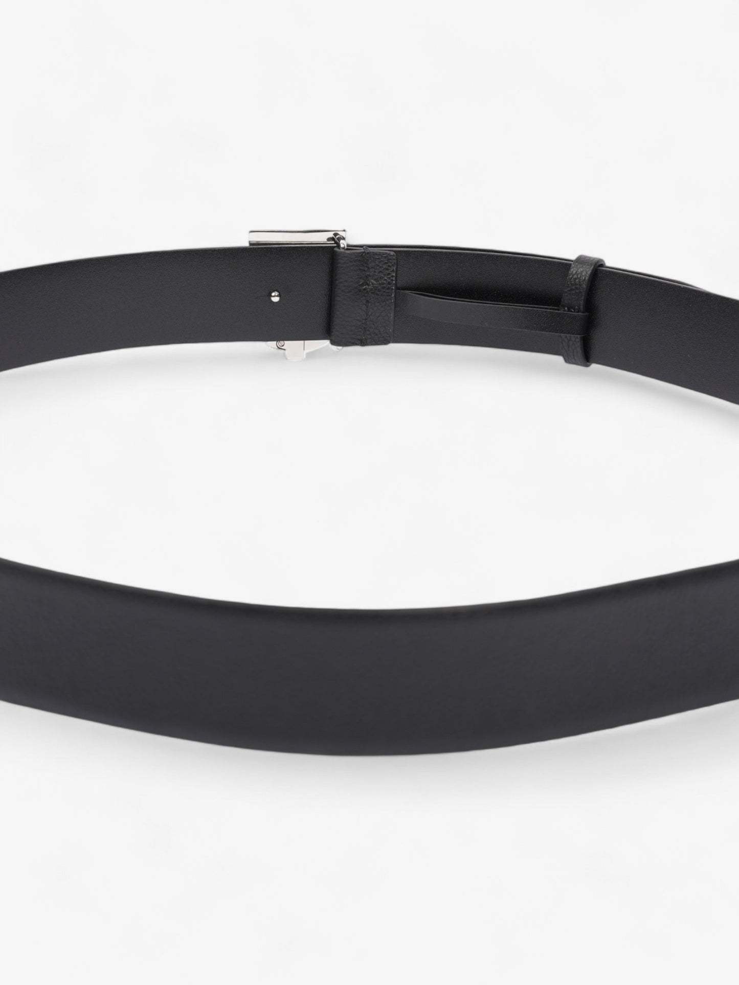 Burberry Monogram TB Belt Black / Silver Leather 110cm / 44"