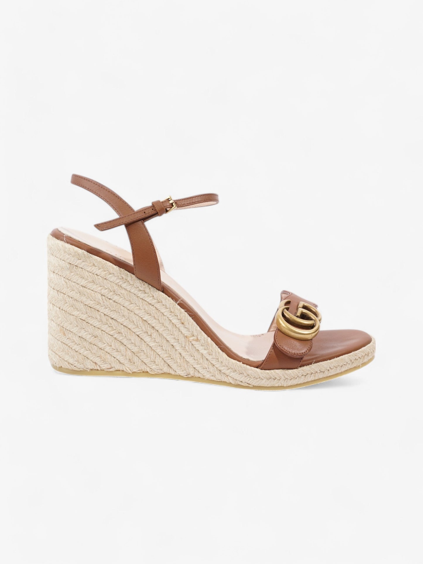 Gucci GG Wedges 90 Brown Leather EU 39 UK 6