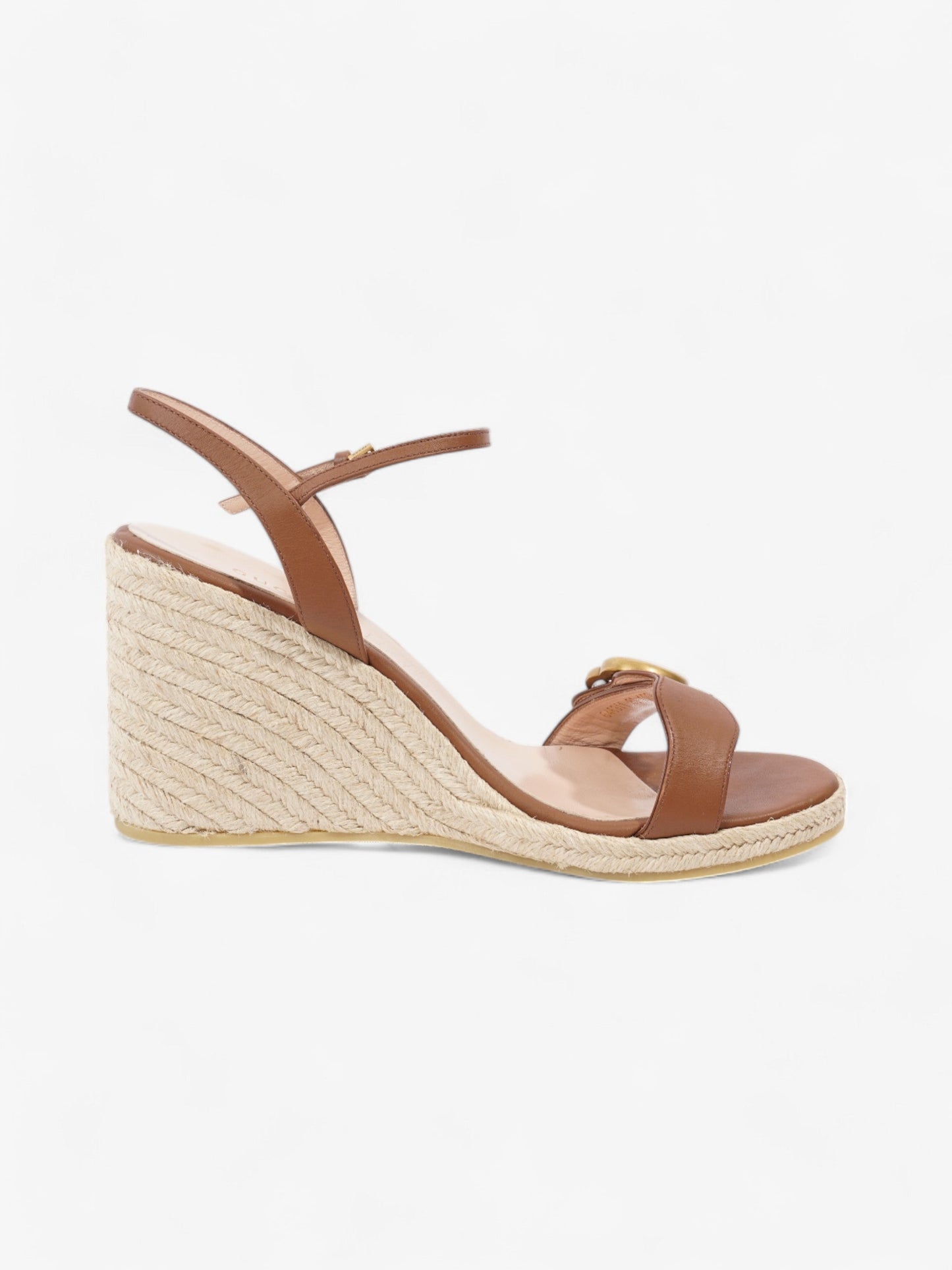 Gucci GG Wedges 90 Brown Leather EU 39 UK 6