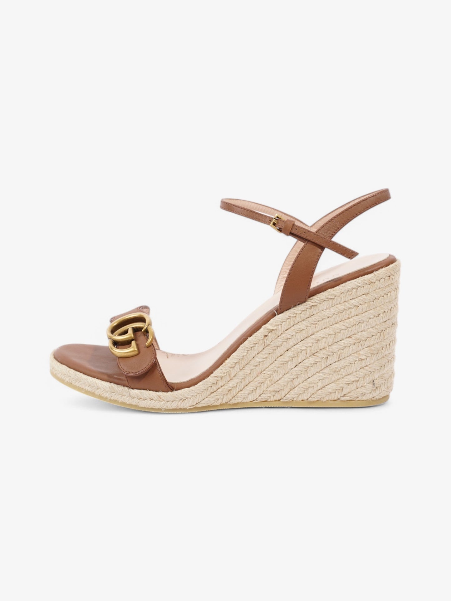 Gucci GG Wedges 90 Brown Leather EU 39 UK 6