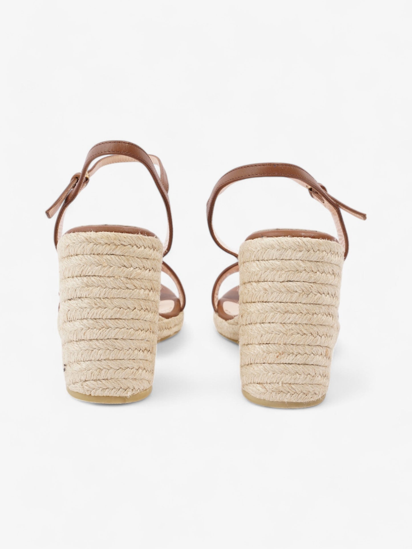 Gucci GG Wedges 90 Brown Leather EU 39 UK 6