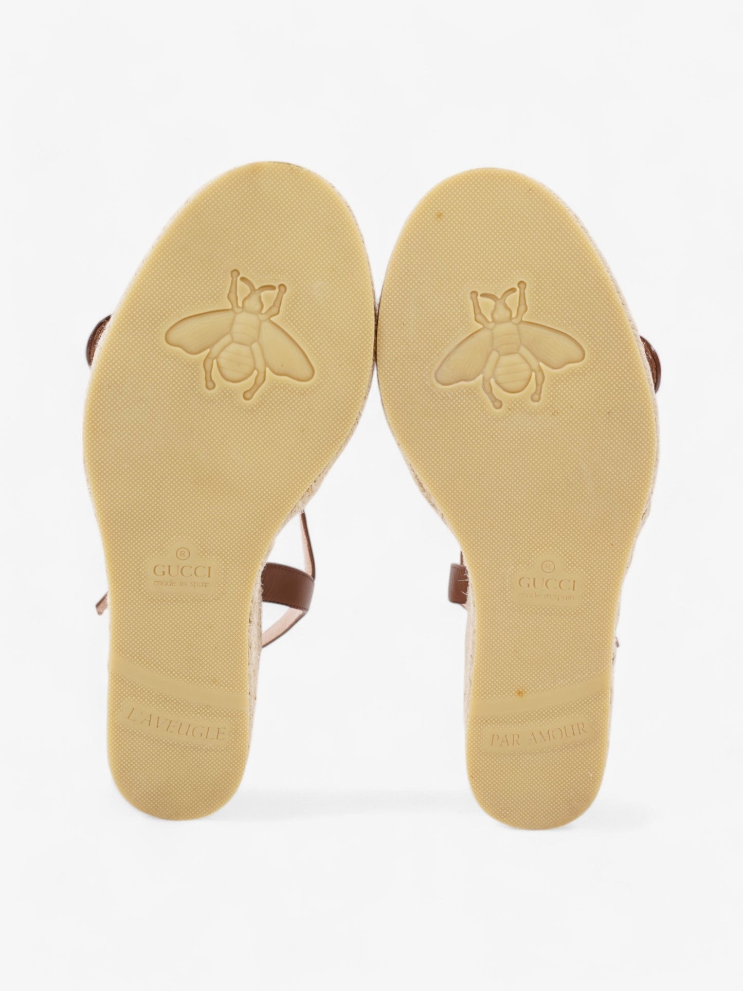 Gucci GG Wedges 90 Brown Leather EU 39 UK 6