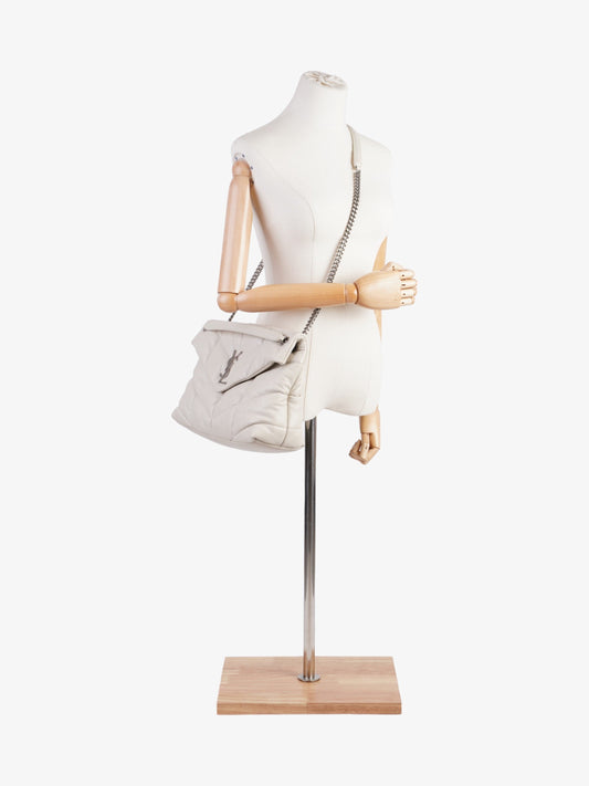 Saint Laurent Lou Lou Puffer White Nappa Leather Medium