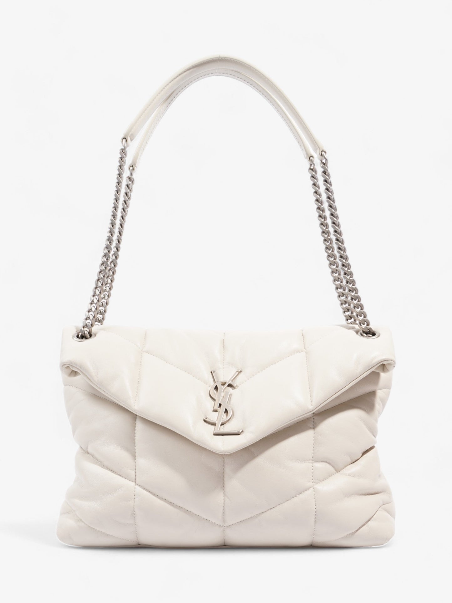 Saint Laurent Lou Lou Puffer White Nappa Leather Medium