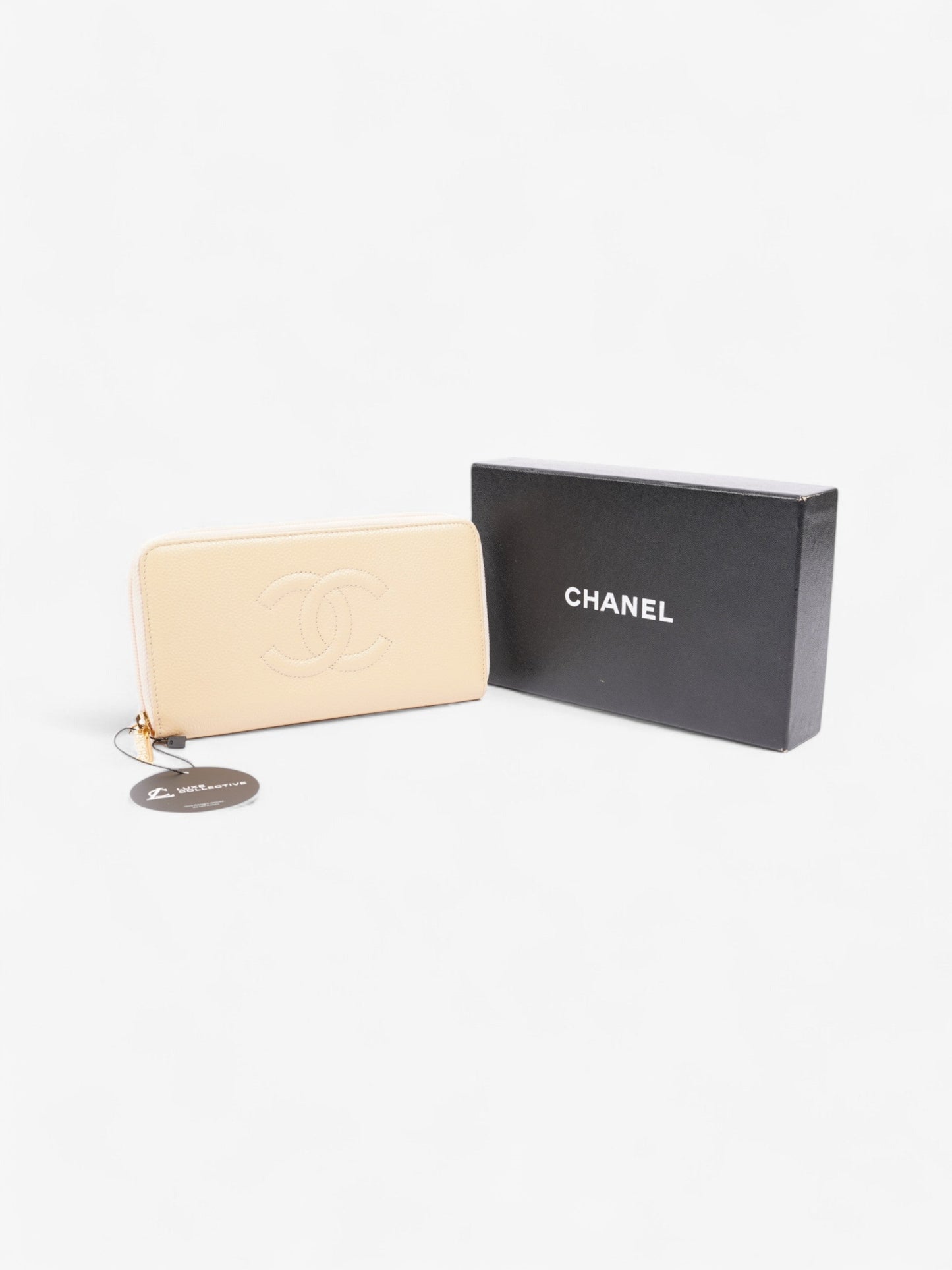 Chanel Timeless Long Wallet Beige / Gold Caviar Leather