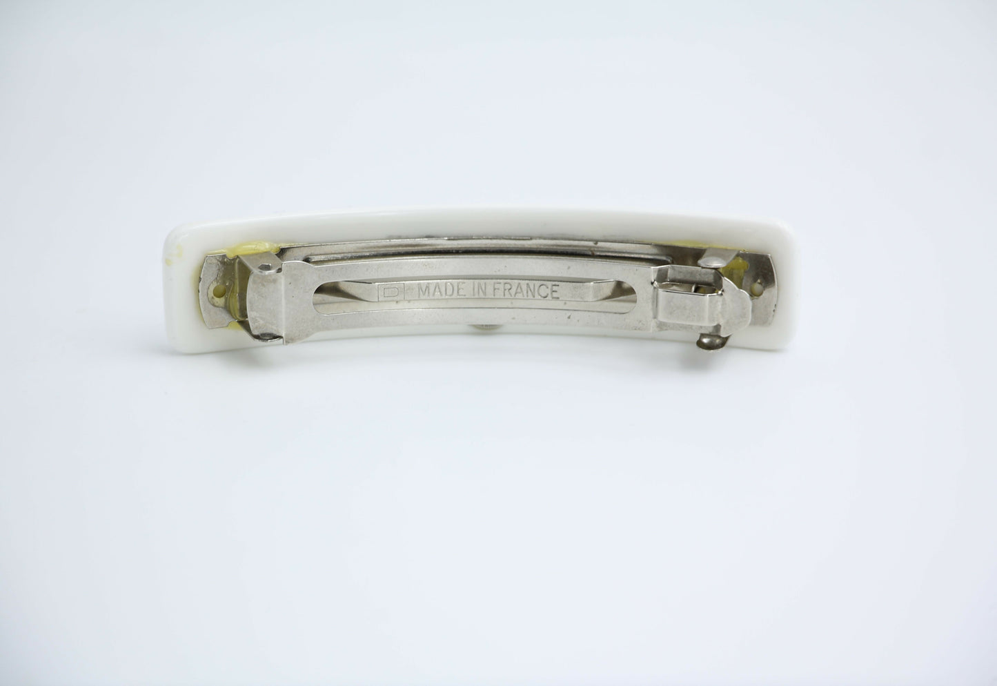 Chanel Vintage 01P Resin Coco Logo White Hairpin
