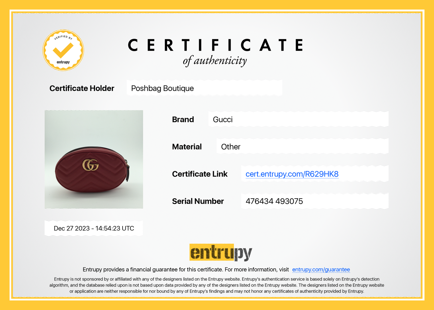 Gucci GG Marmont Calfskin Leather Belt Bag