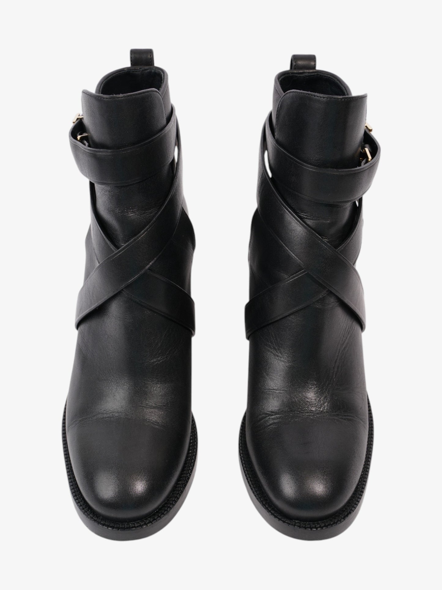Burberry Platform Ankle Boots Black / Gold Leather EU 38.5 UK 5.5