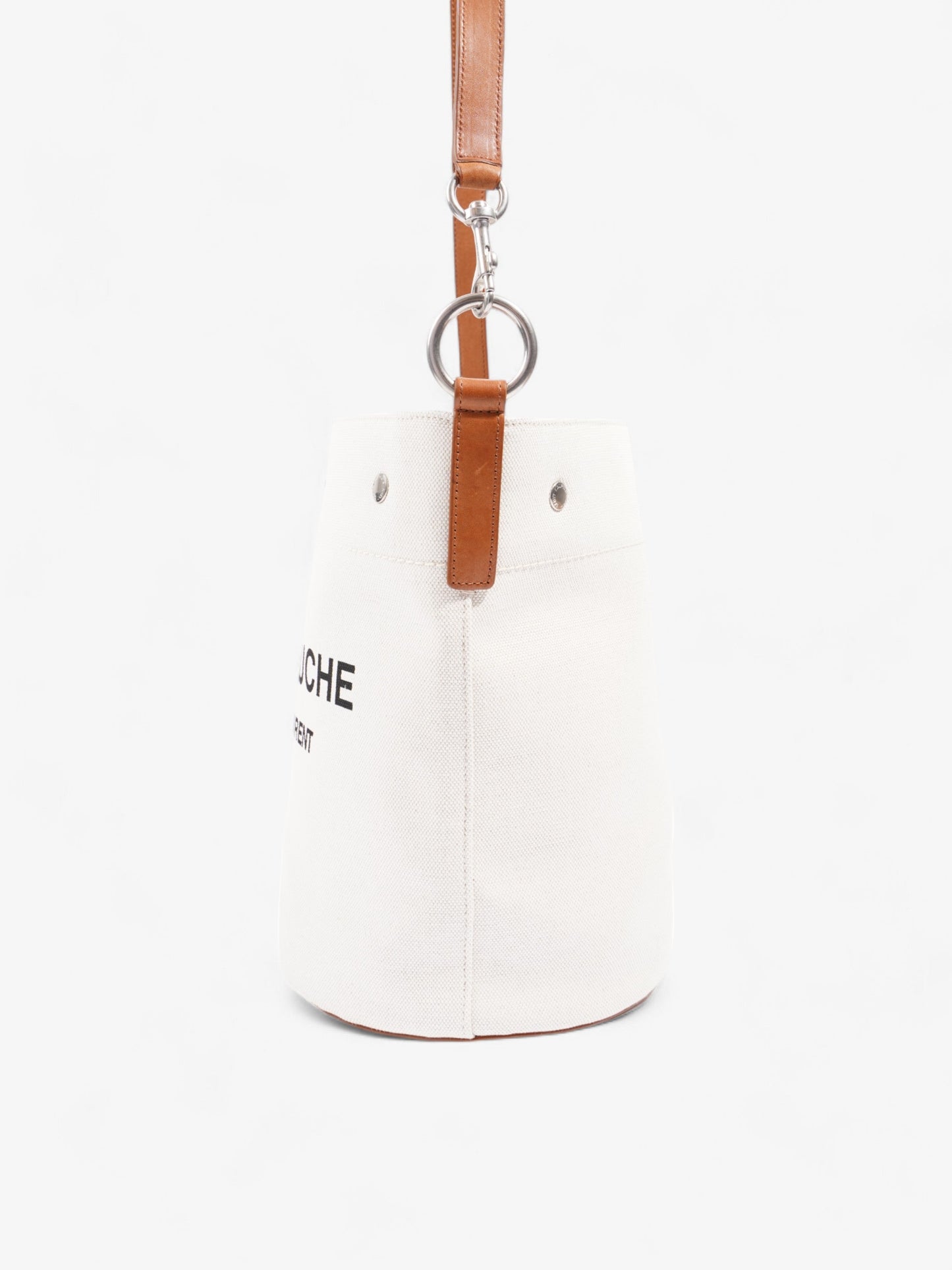 Saint Laurent Rive Gauche Tote White / Brown / Black Cotton