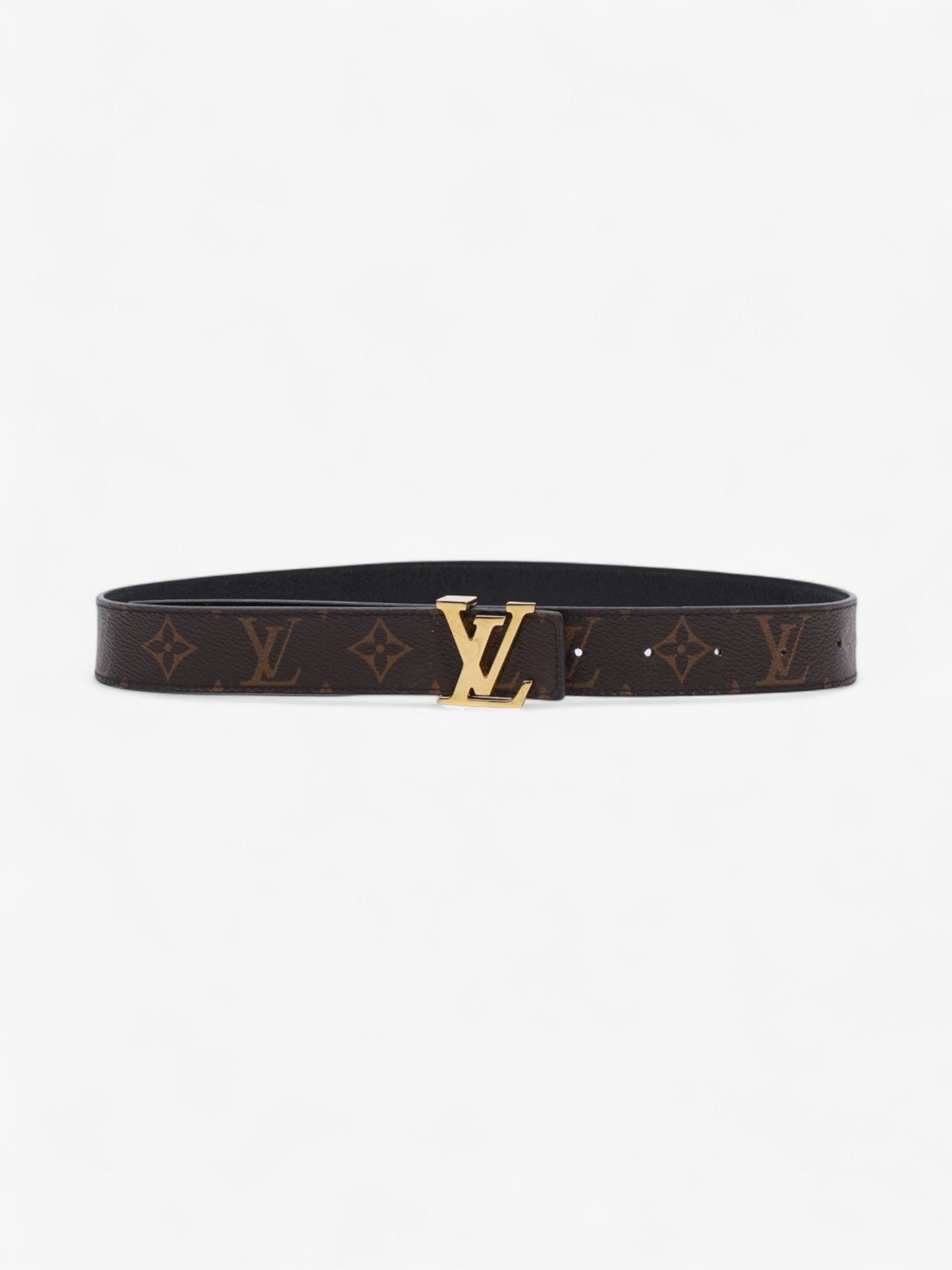 Louis Vuitton LV logo 30MM reversible belt Monogram / Black / Gold Canvas 75cm / 30"