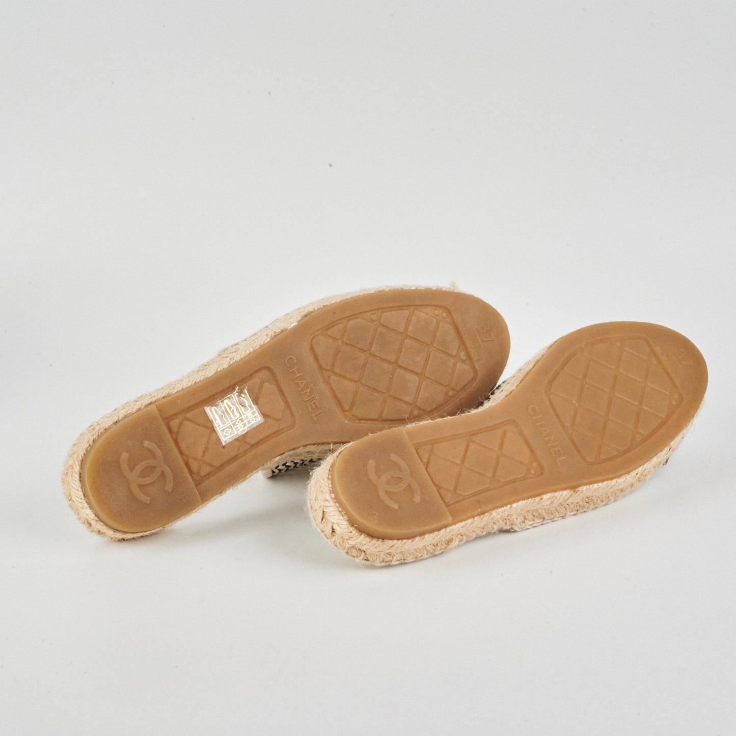 Chanel CC Espadrille Flap Shoes Size 37