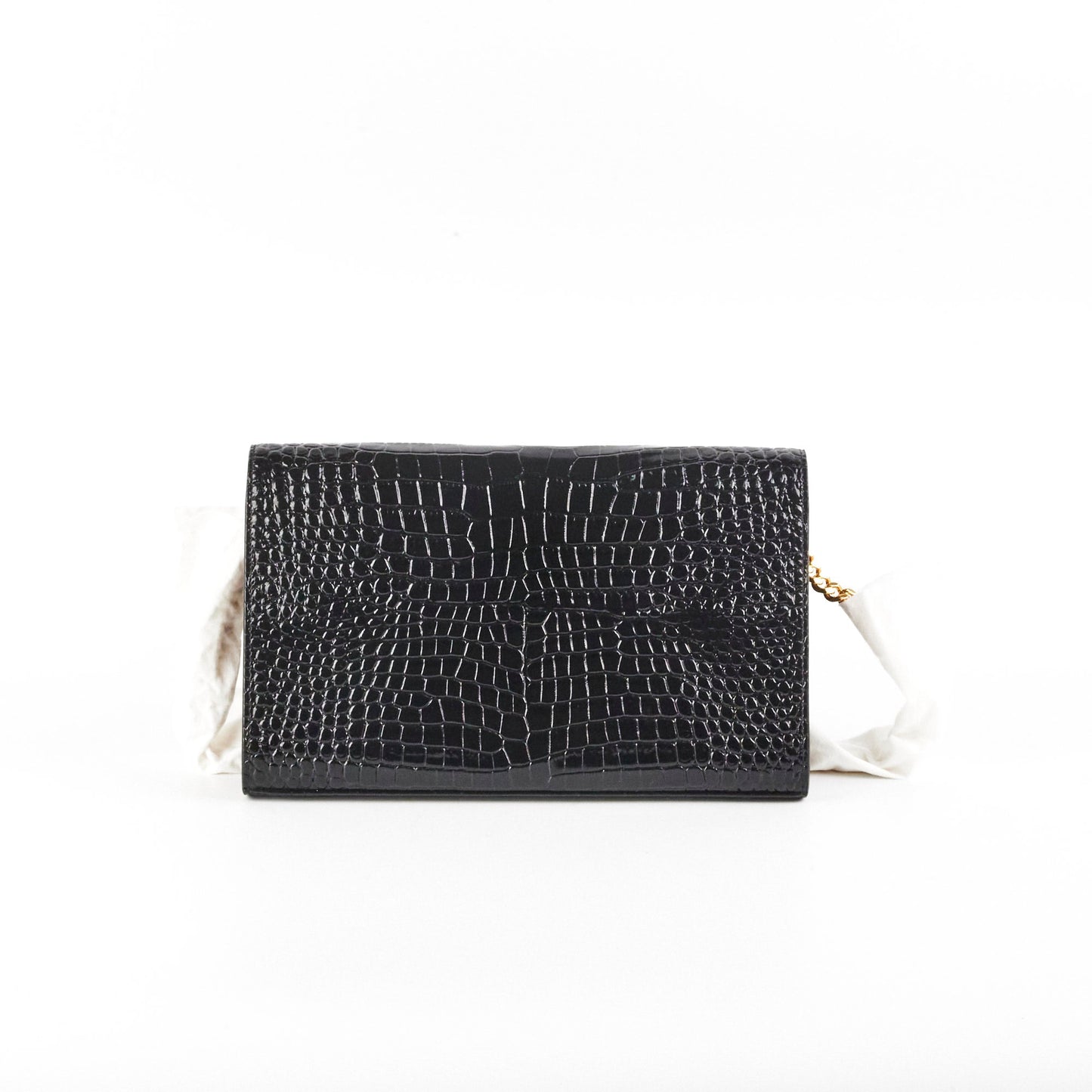 Saint Laurent Kate Crocodile Embossed Wallet On Chain