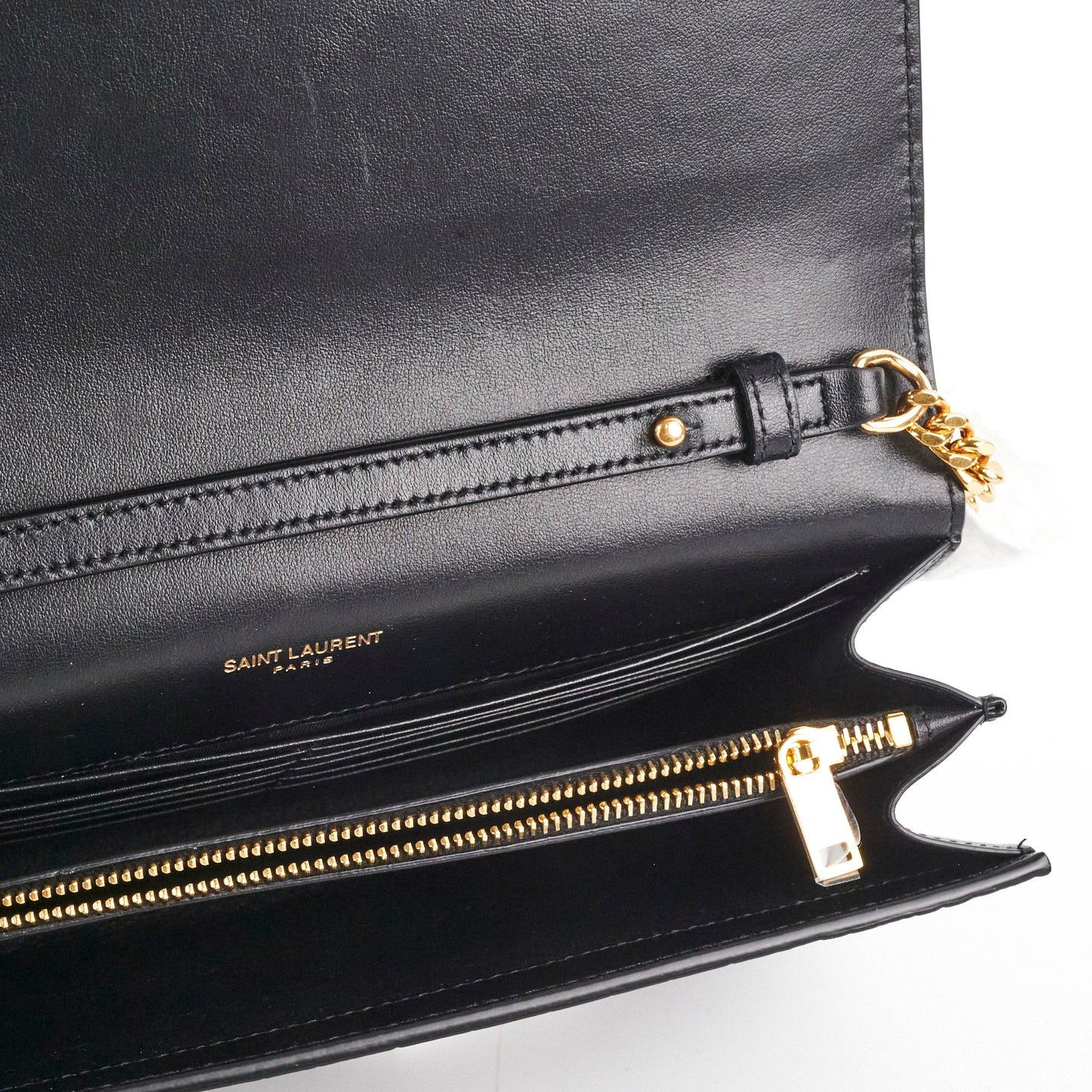 Saint Laurent Kate Crocodile Embossed Wallet On Chain