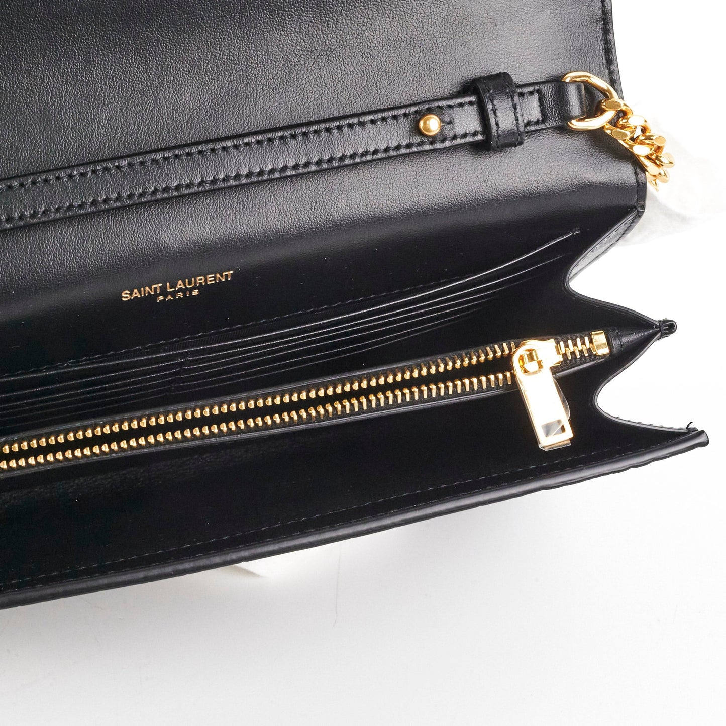 Saint Laurent Kate Crocodile Embossed Wallet On Chain