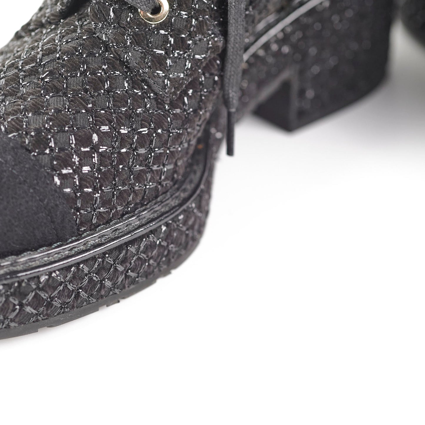 Chanel Tweed Black Boots Size 35.5