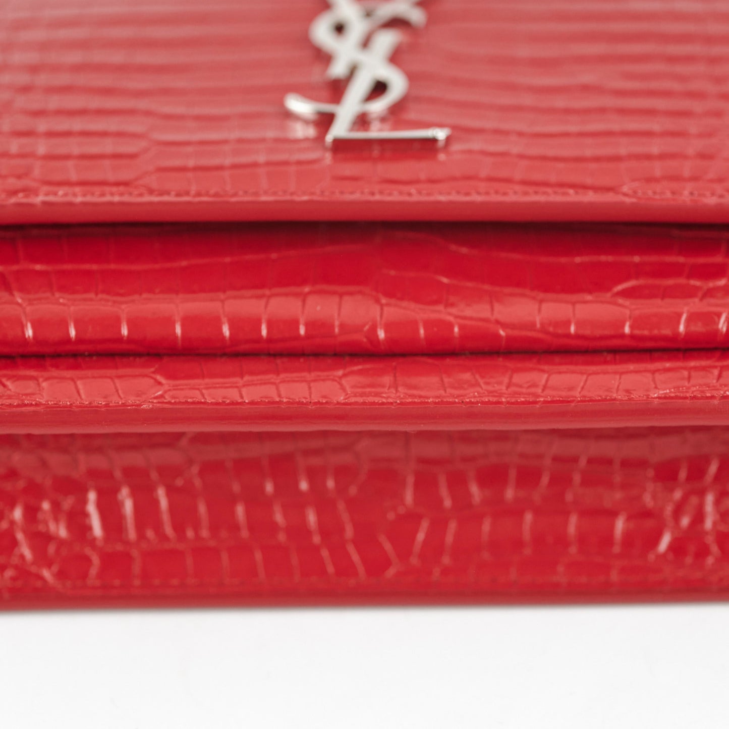 Saint Laurent Sunset On Chain Mini Croc Embossed Red