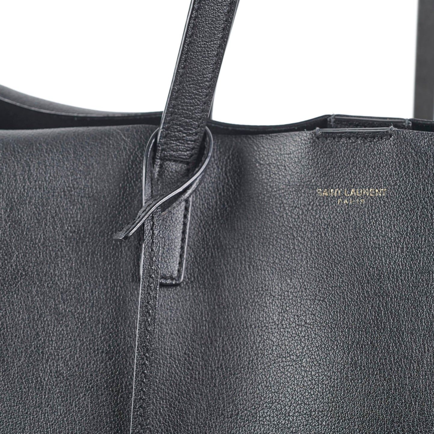 Saint Laurent East West Black Leather Shopping Shoulder Tote