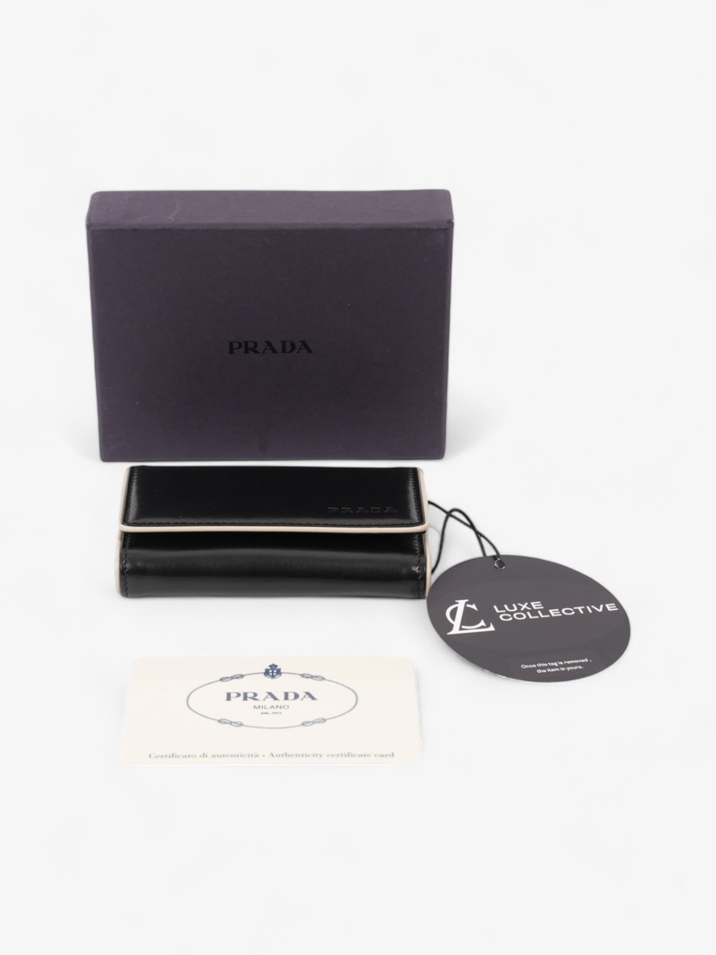 Prada Key Pouch Black / Cream Leather