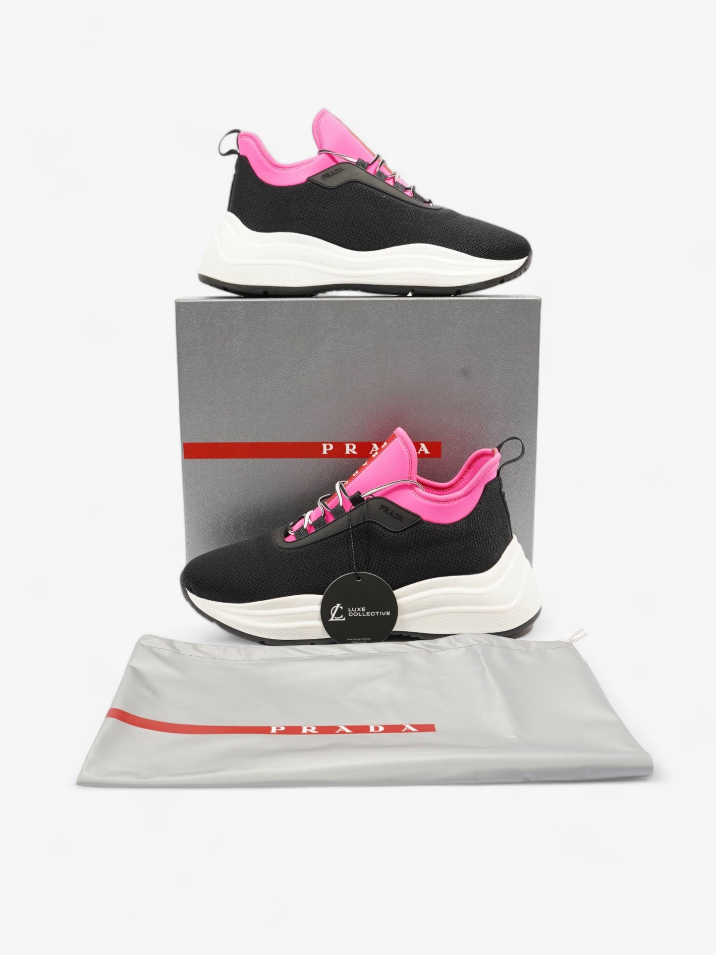 Prada Neoprene Sneakers Black / Pink Neoprene EU 39 UK 6