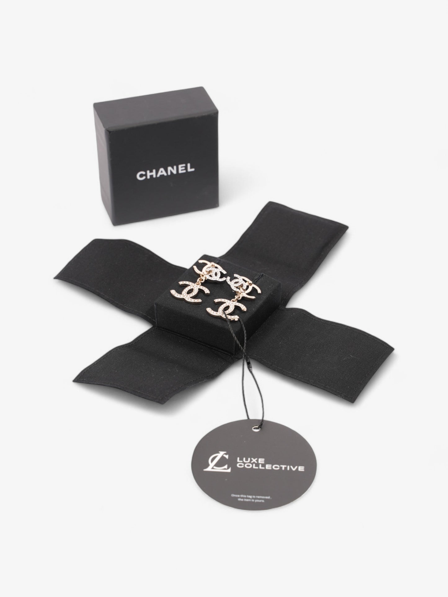 Chanel CC Triple Earrings Silver / Light Gold Base Metal